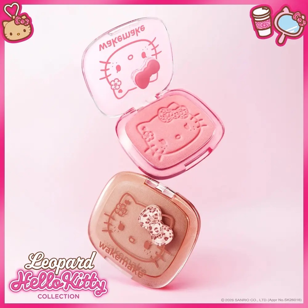 wakemake x Sanrio - Sheer Breeze Blusher #Leopard Hello Kitty Collection
