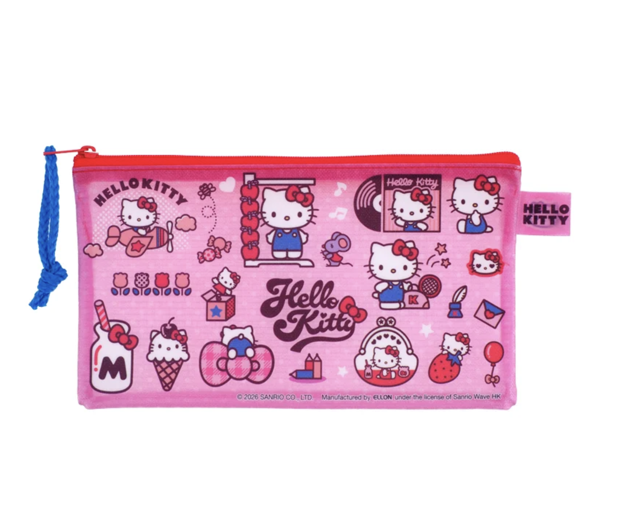 Hello Kitty PVC 面網底閃紗料拉鍊快勞袋-中 9-5476-56