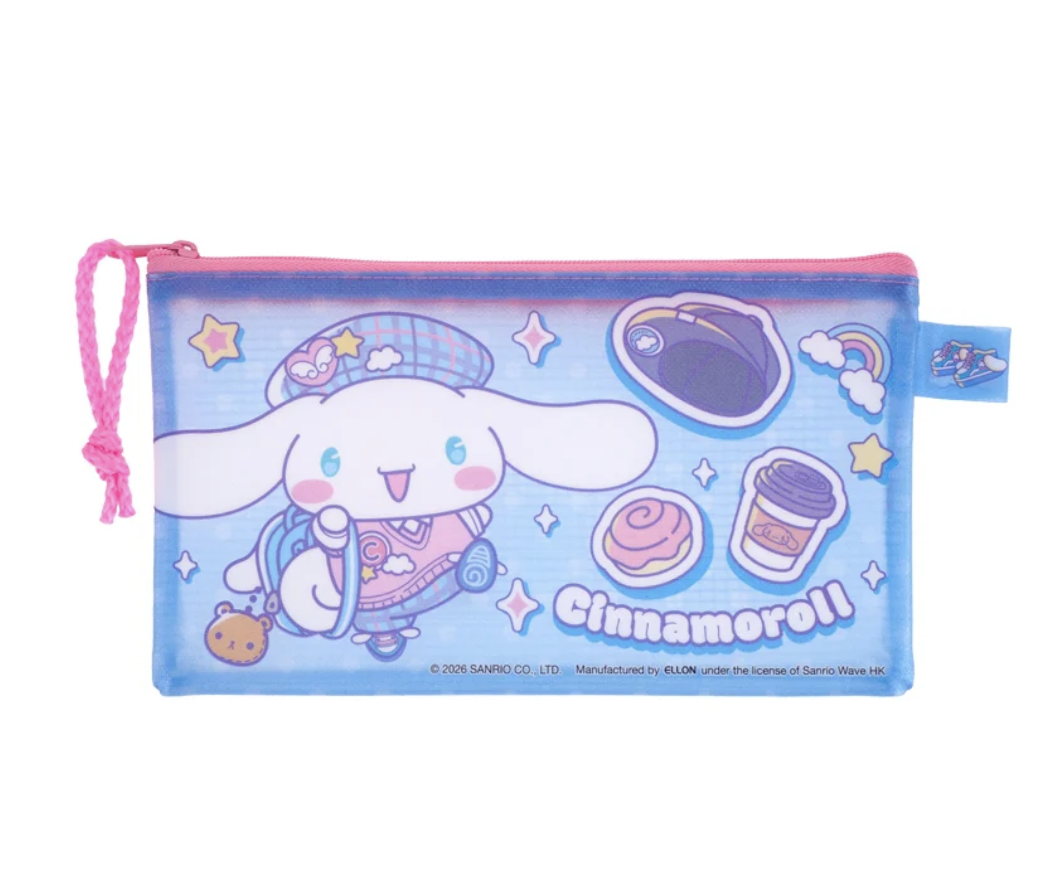 Cinnamoroll PVC 面網底閃紗料拉鍊快勞袋-中 9-5476-58