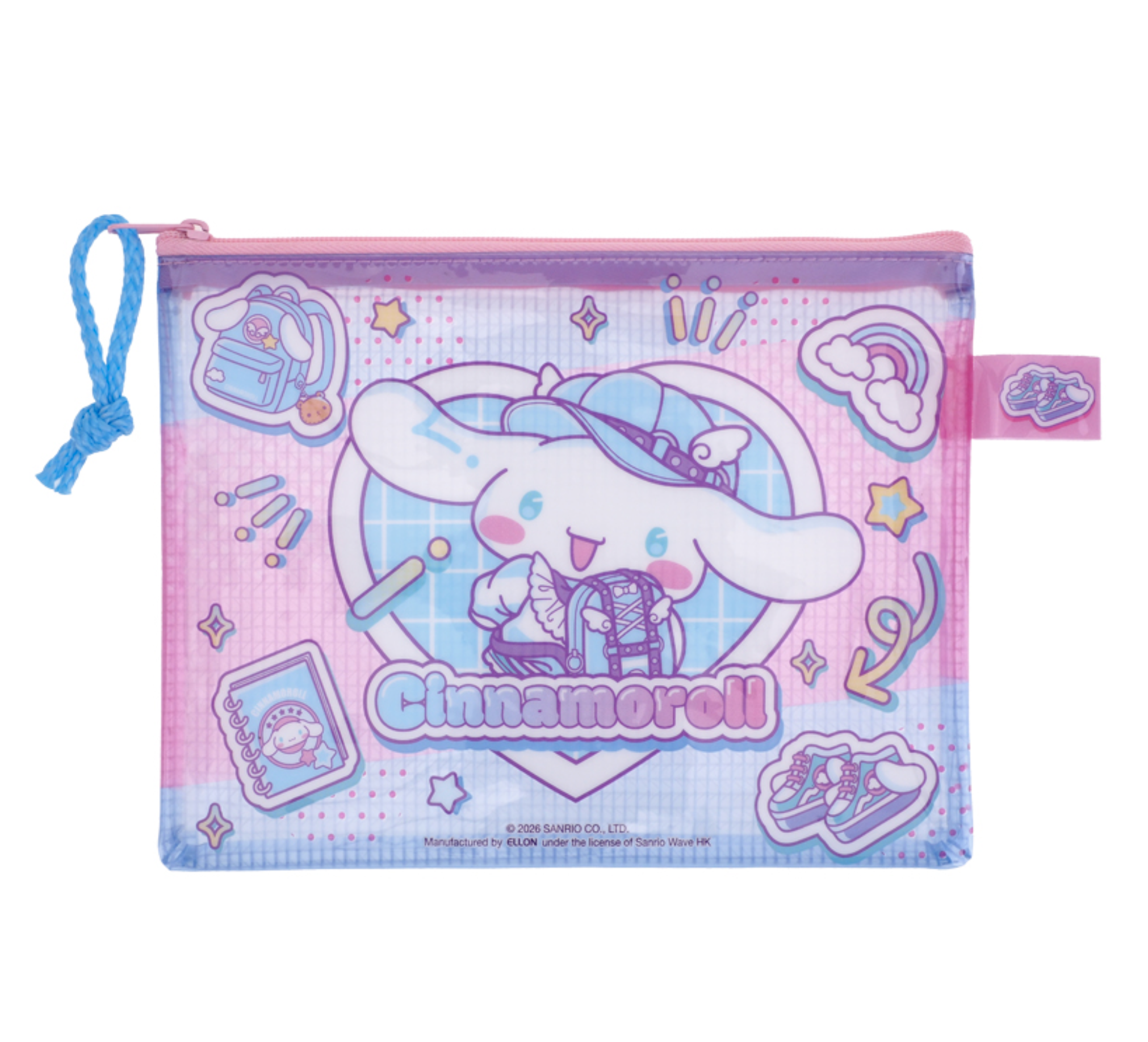 Cinnamoroll PVC 面網背拉鍊文件袋-細 9-3580-90