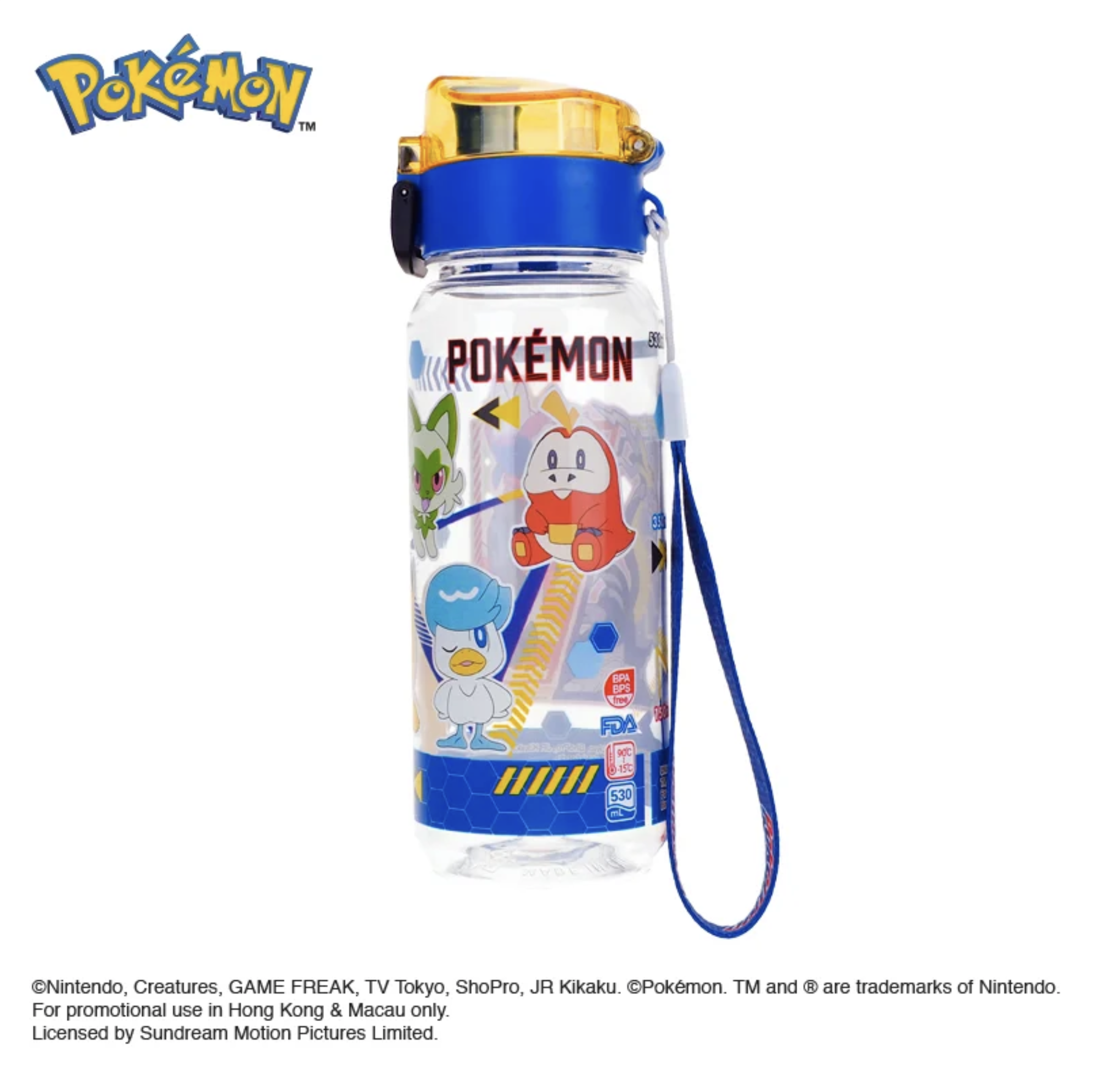 Pokemon 530ml BPA & BPS Free 膠水樽連手繩 PKM-8474-2