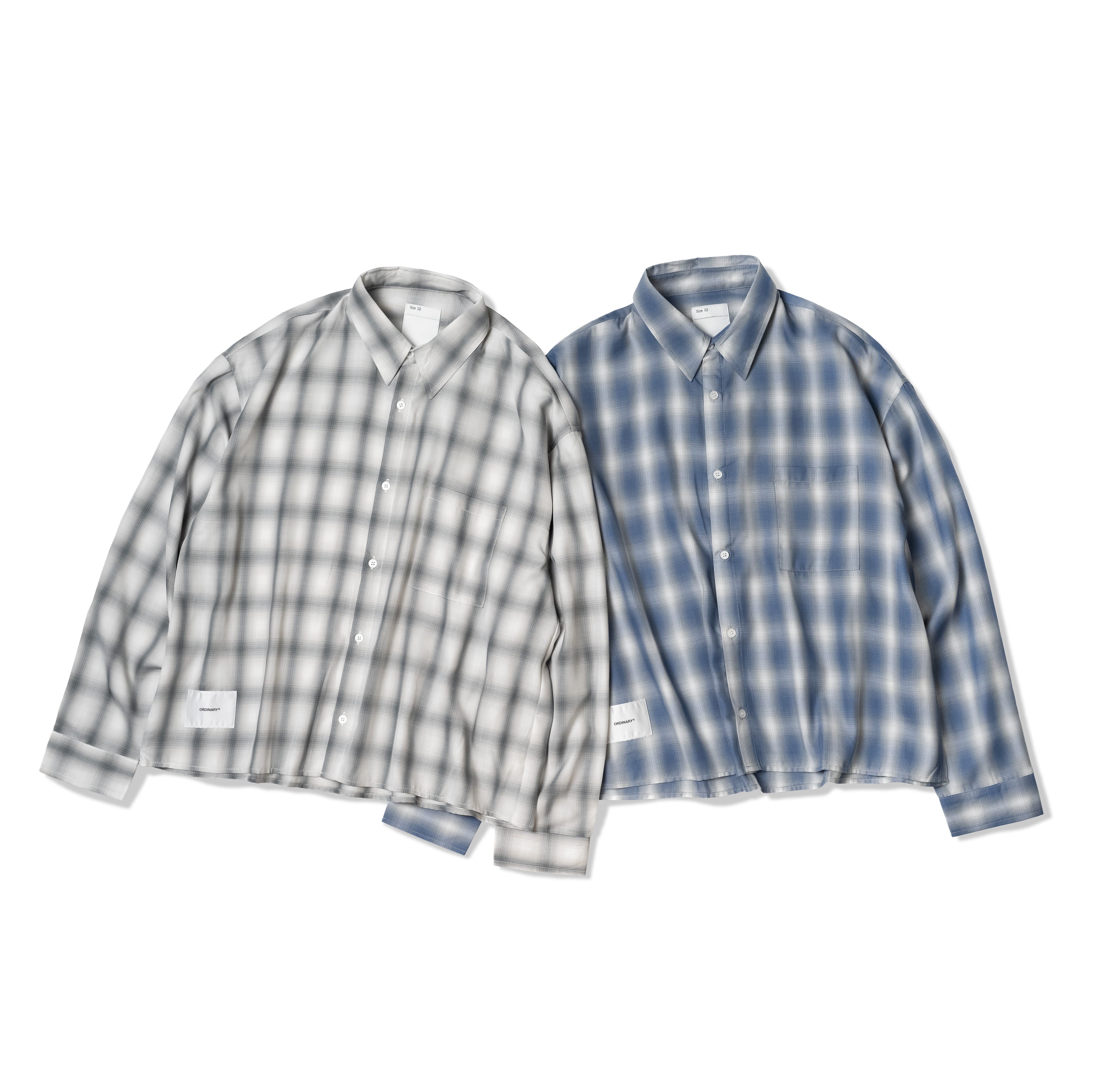 【車庫服飾】ORDINARY GRADIENT PLAID CROPPED SHIRT