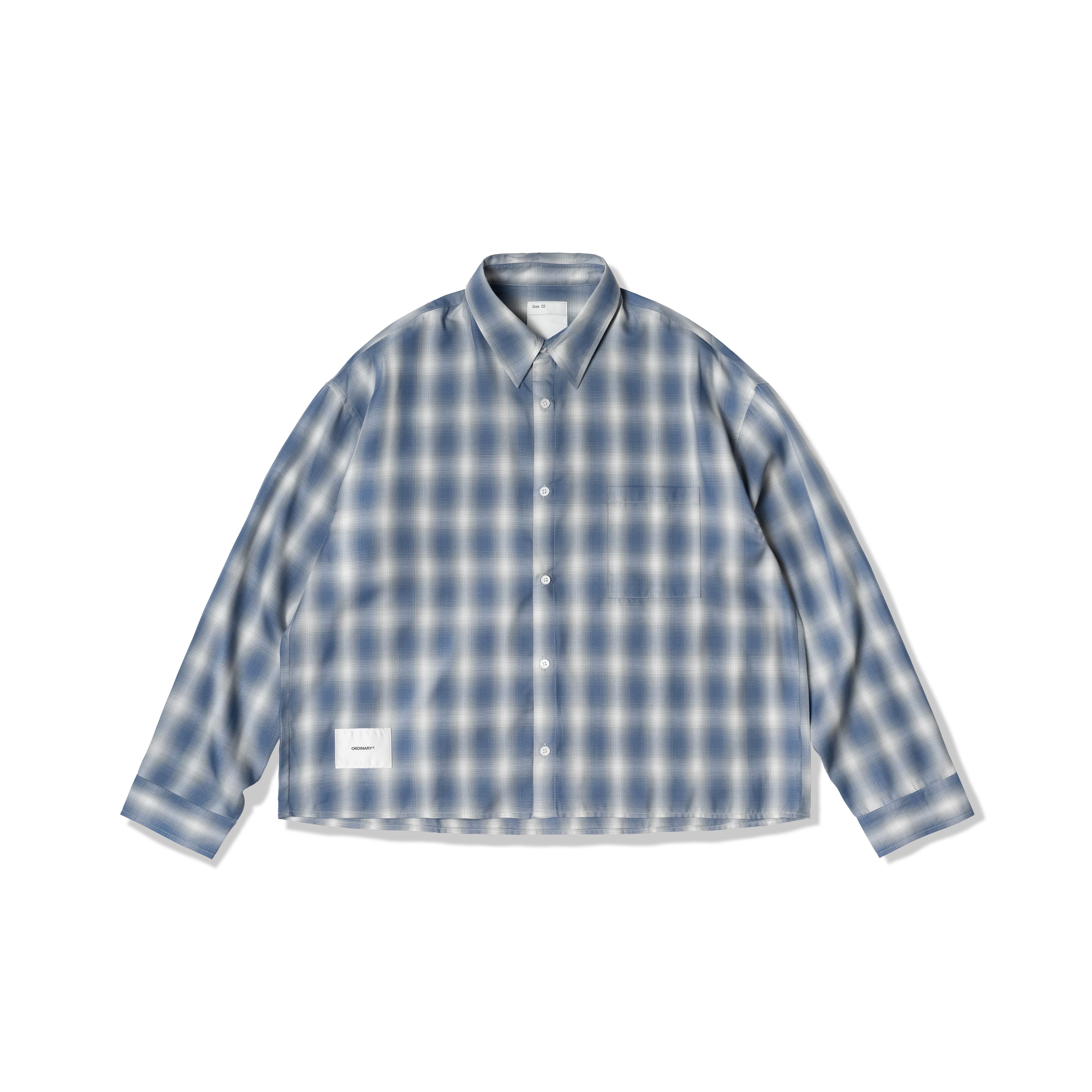 【車庫服飾】ORDINARY GRADIENT PLAID CROPPED SHIRT