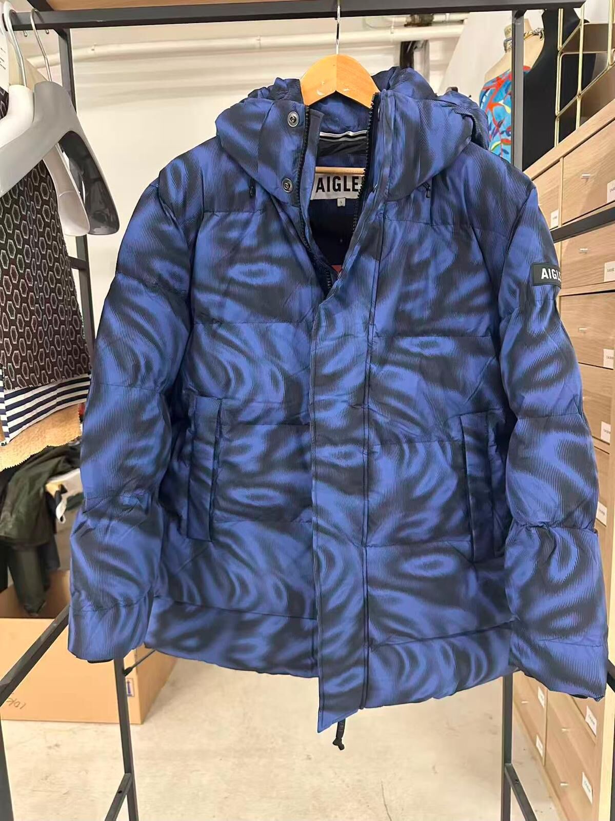 LYS02451 Aigle 藍黑印花連帽外套