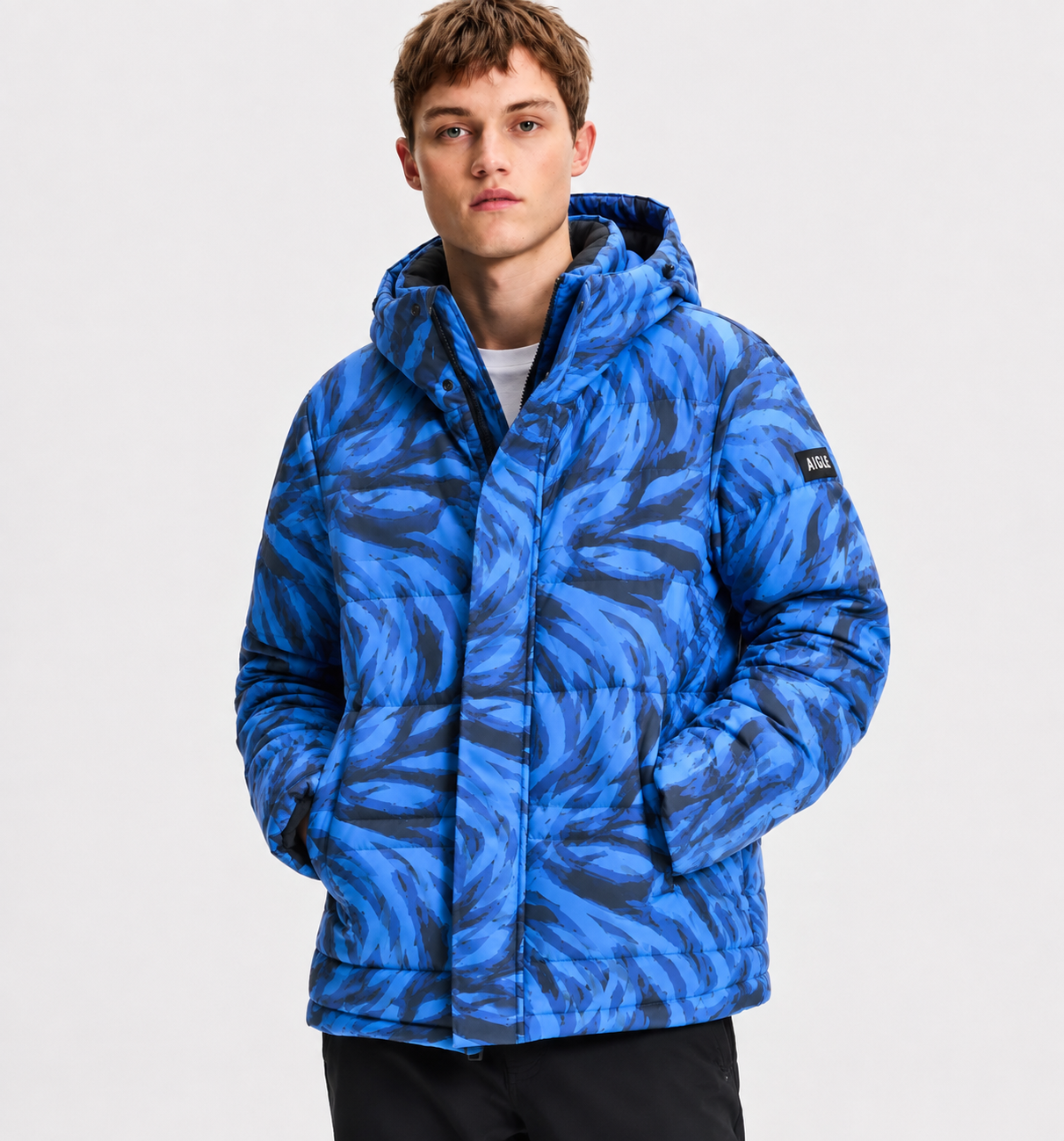 LYS02451 Aigle 藍黑印花連帽外套