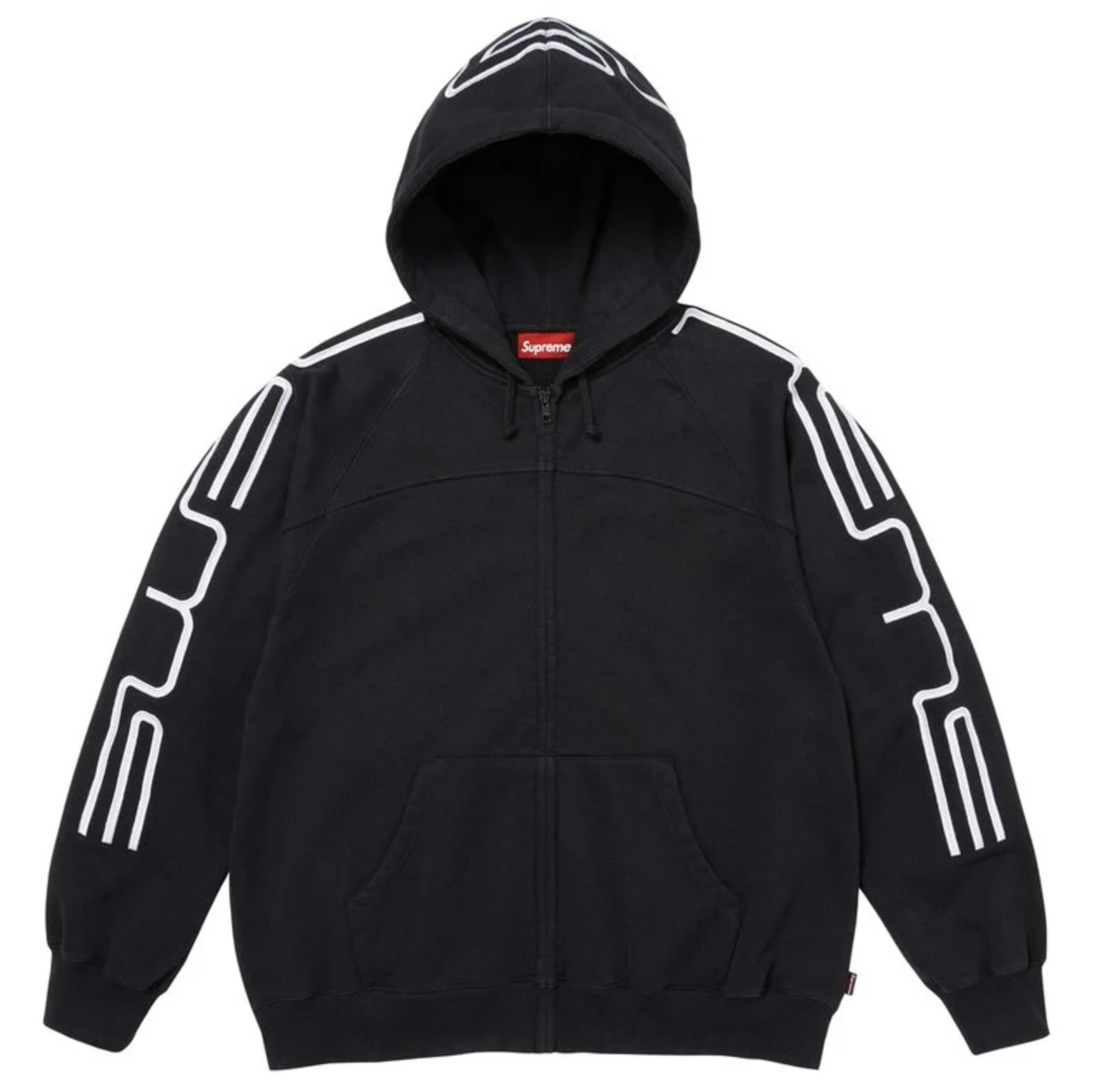 SUPREME CONNECT  ZIP UP HOODED SWEATSHIRT  電流 連接 字體 連帽外套 黑色/灰色/紅色-FW26SW45
