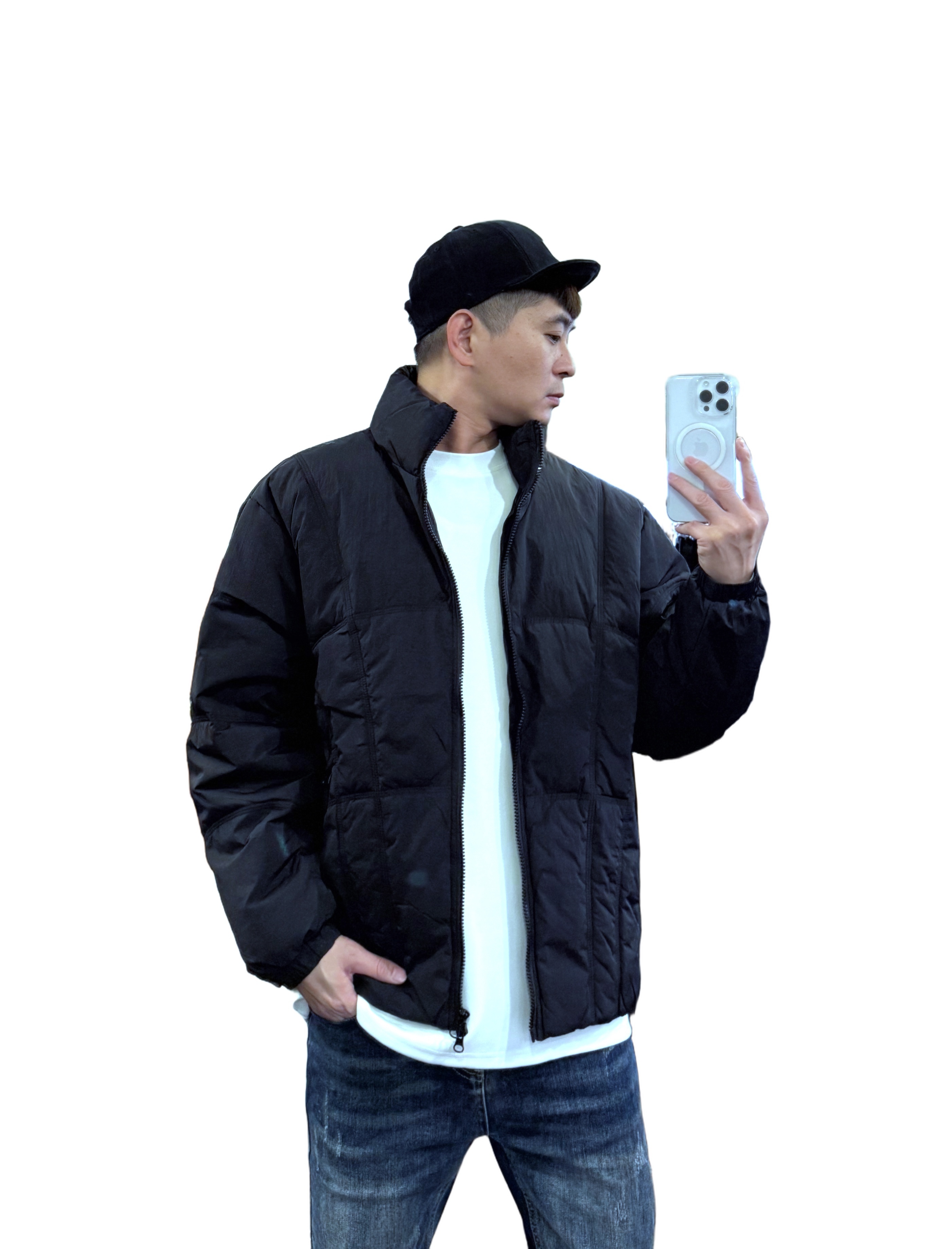 『新品上市』重磅簡約多線條羽絨外套(NOF25103385)-黑