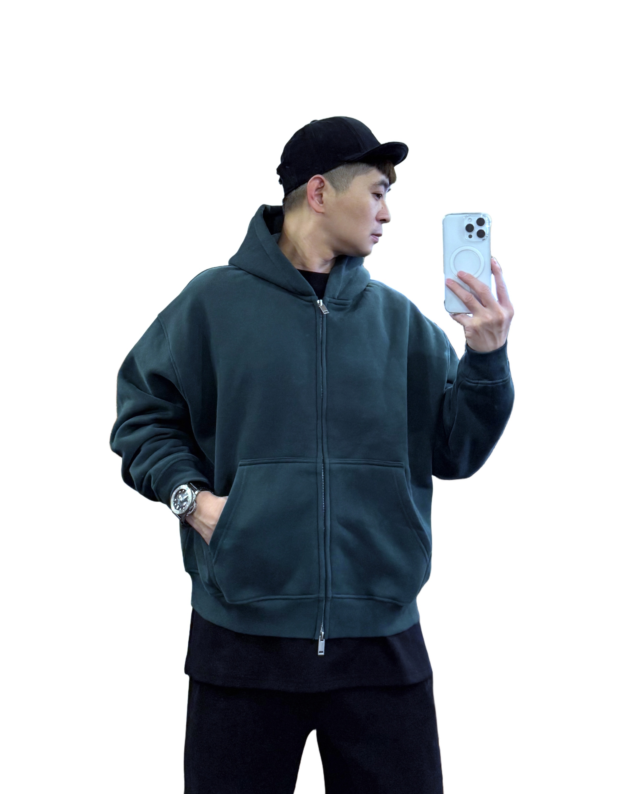 『新品上市』重磅經典全素連帽刷毛棉外套(NOF2510W25809)-綠