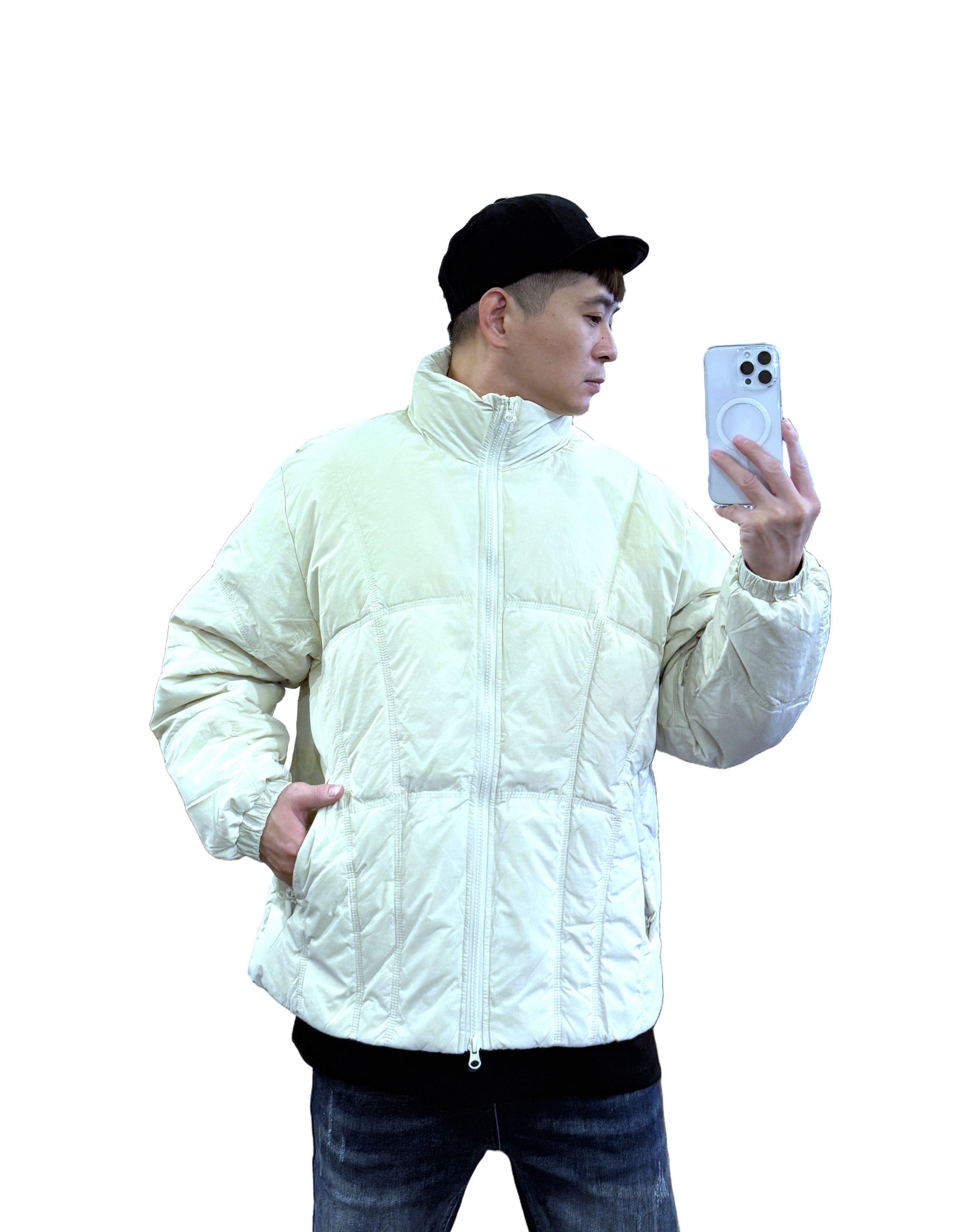 『新品上市』重磅簡約多線條羽絨外套(NOF25103385)-米
