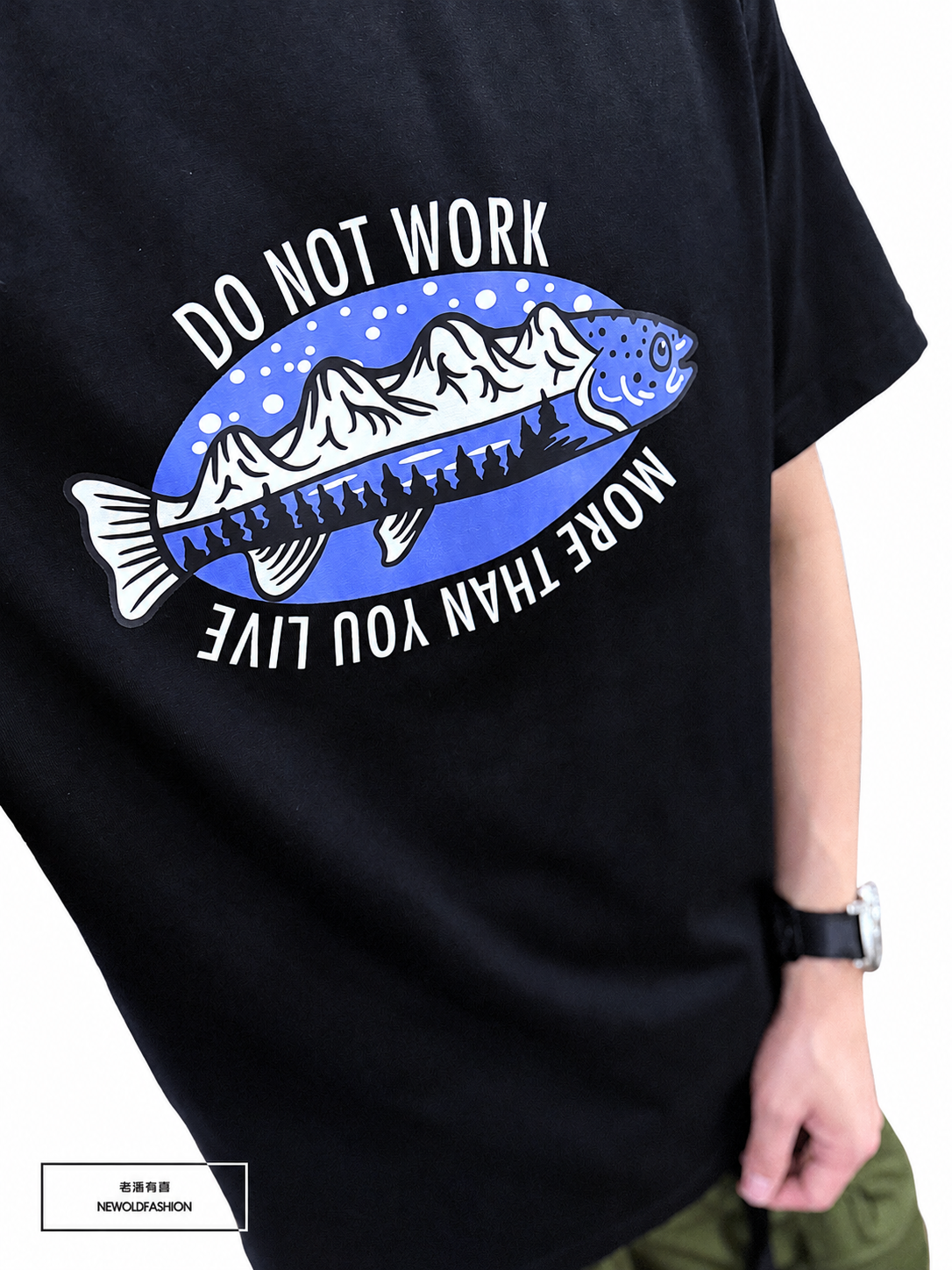 重磅work斑點魚短袖T恤－黑｜ (NOF25038173)