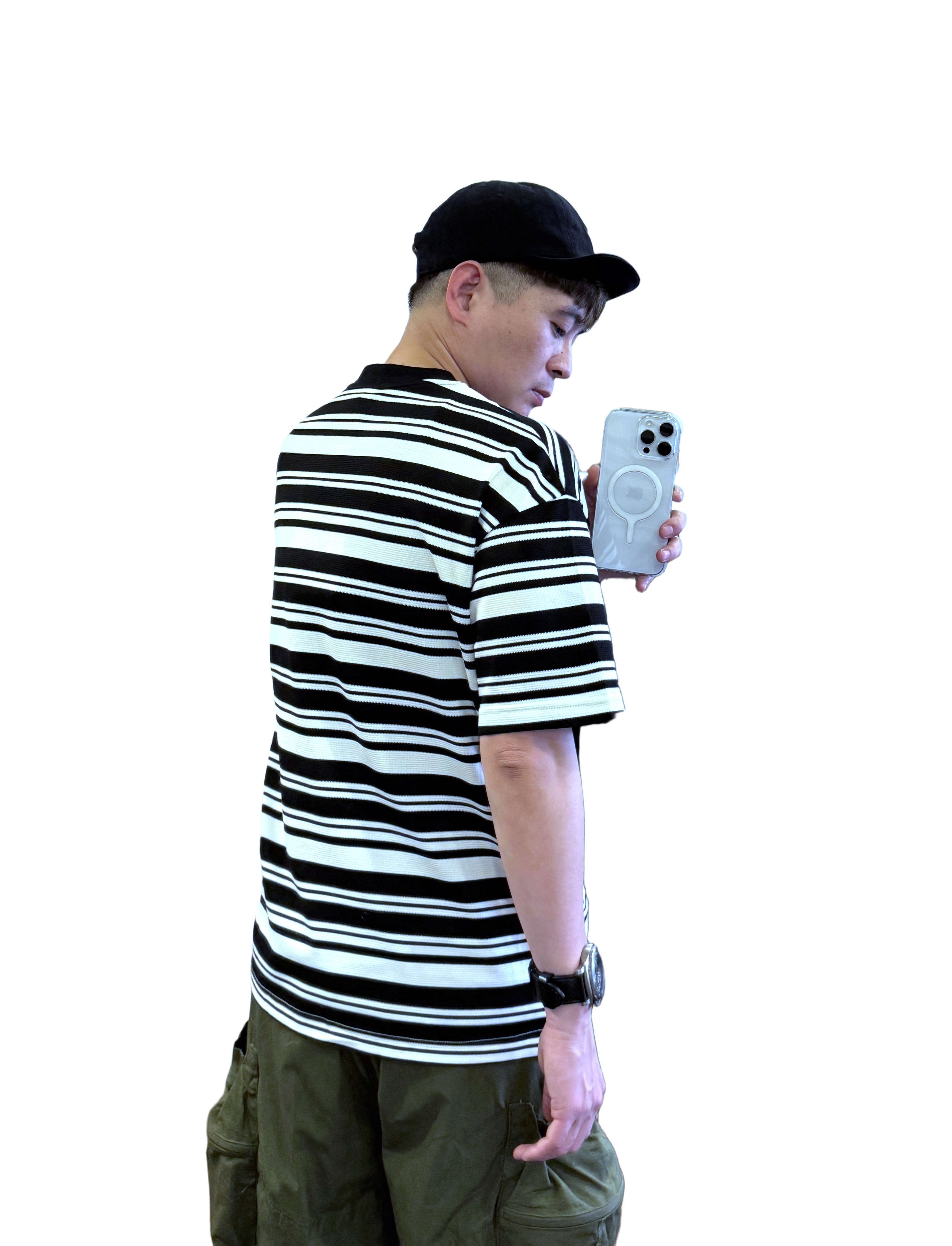 重磅M單色條紋短袖T恤－黑｜NEWOLDFASHION 老爺有喜 (NOF2503N5027)