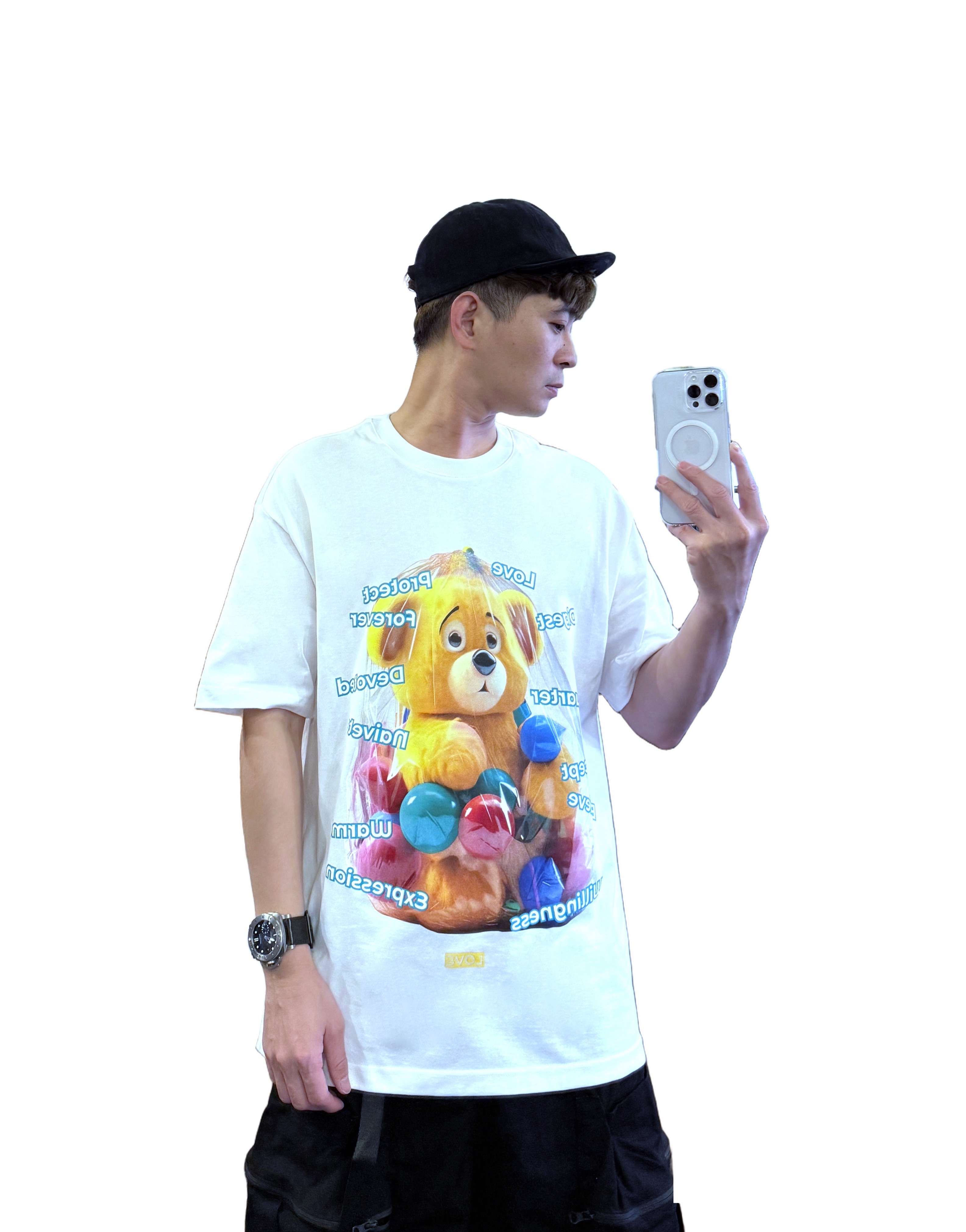 『新品上市』重磅玩具球小熊短T(NOF25038131)-白