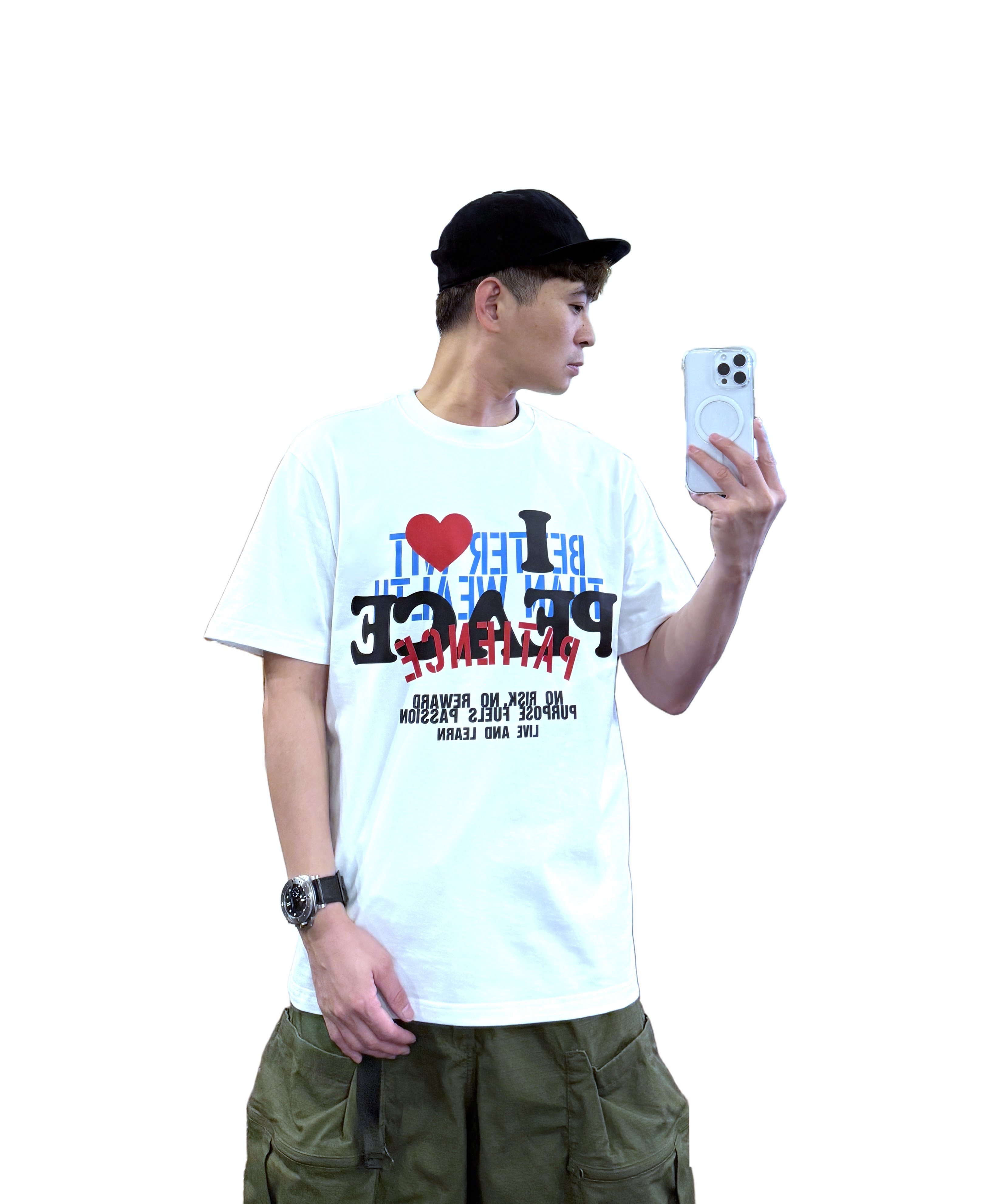 『新品上市』重磅PEACE愛心短T(NOF25038177)-白