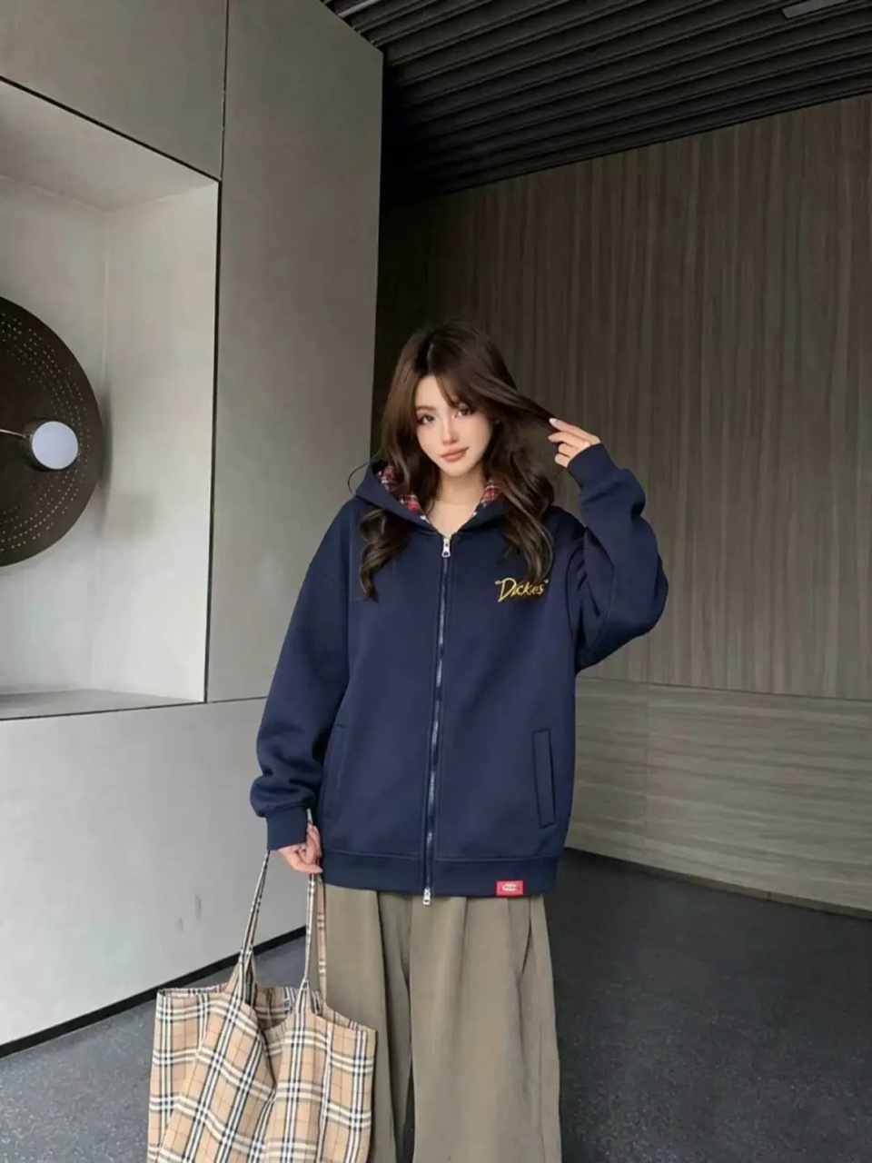 Dickies 格紋 背後刺繡LOGO 連帽外套 拉鍊外套 美式 復古 厚磅 / 預購