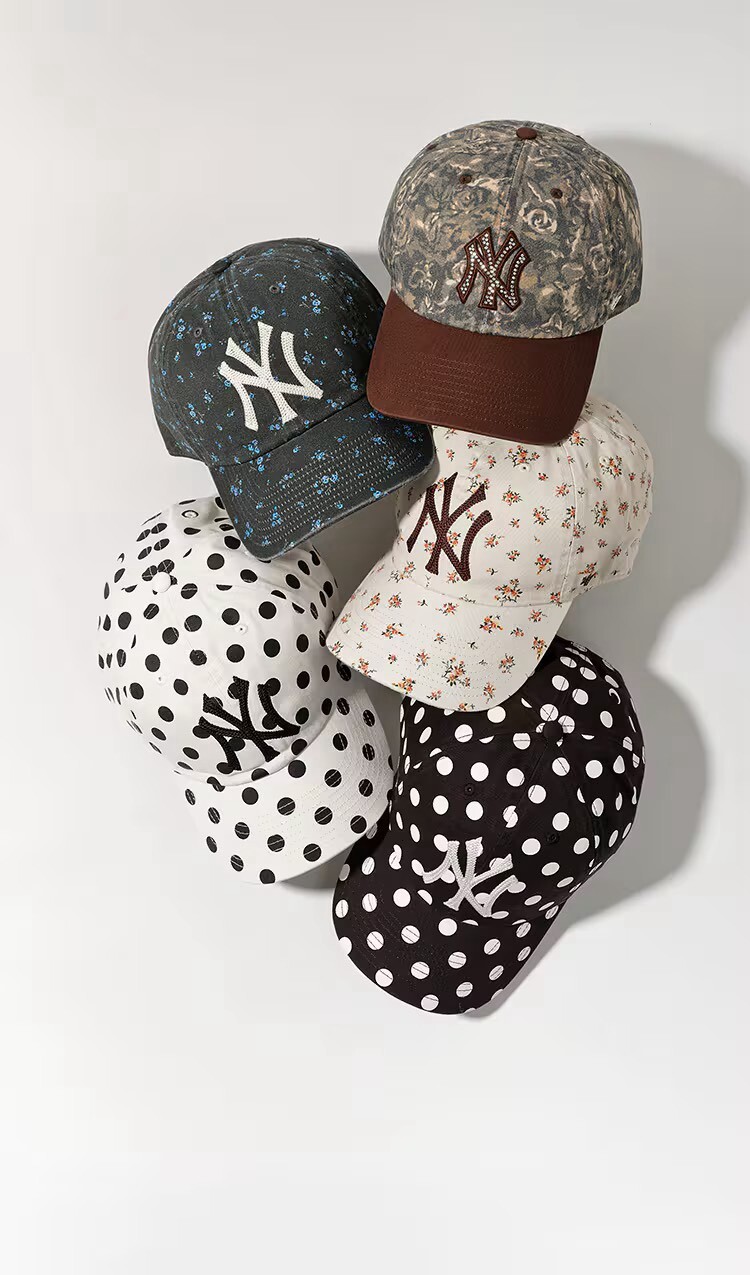 【Luxury】MLB聯名 47分割 PINK CLEAN UP YANKEES 花花帽 藍 白 水鑽 玫瑰花帽 點點 黑白 男女可戴 老帽 棒球帽 造型帽
