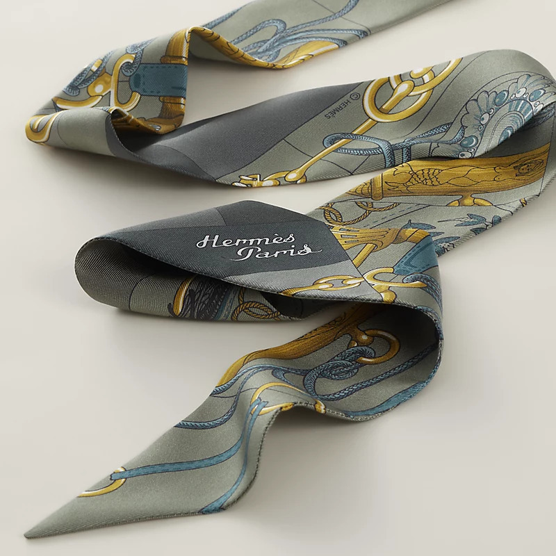 HERMES Cliquetis Twilly Vert De Gris / Anthracite / Doré