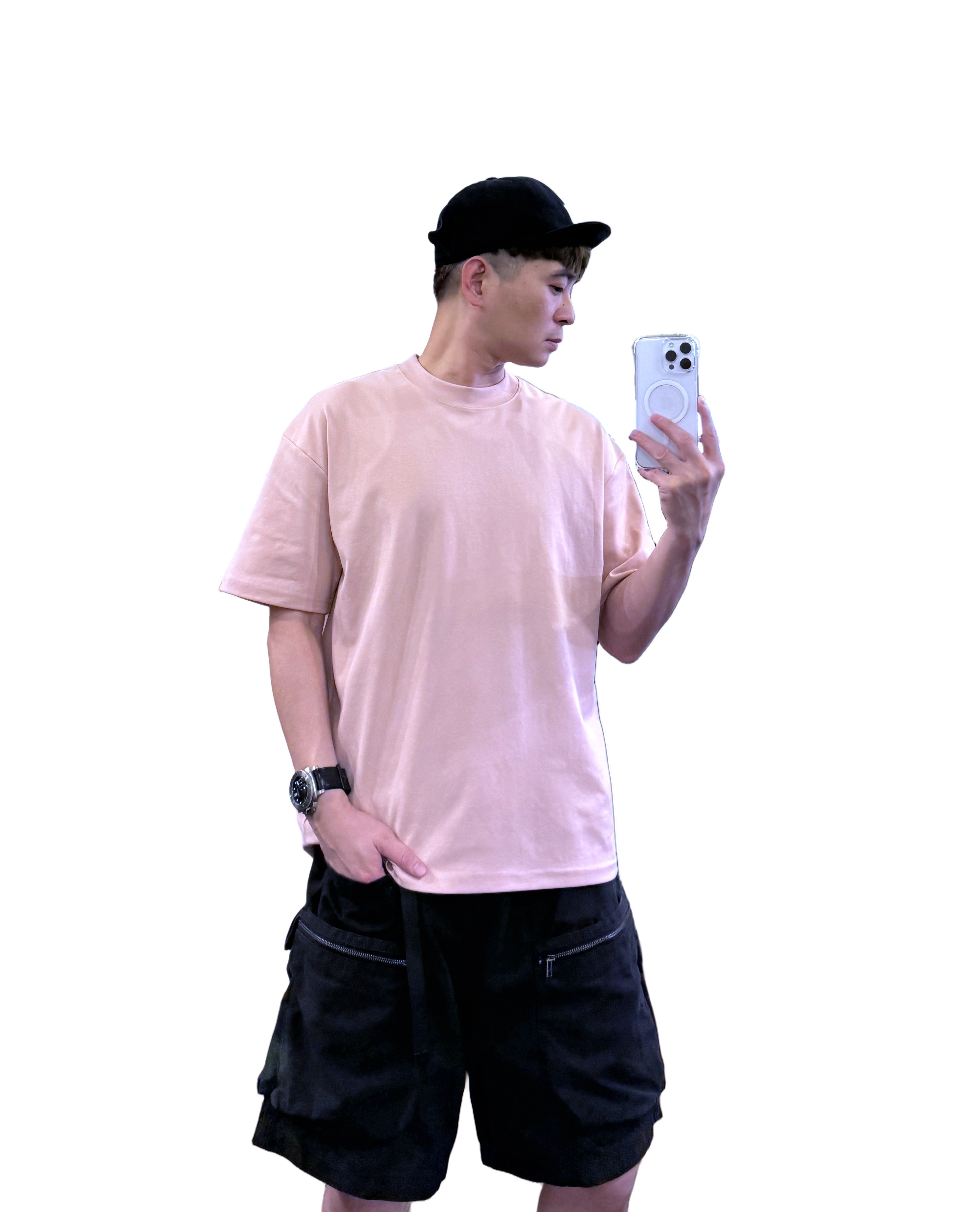 『新品上市』重磅簡約純色素面短T(NOF2503N5037)-粉