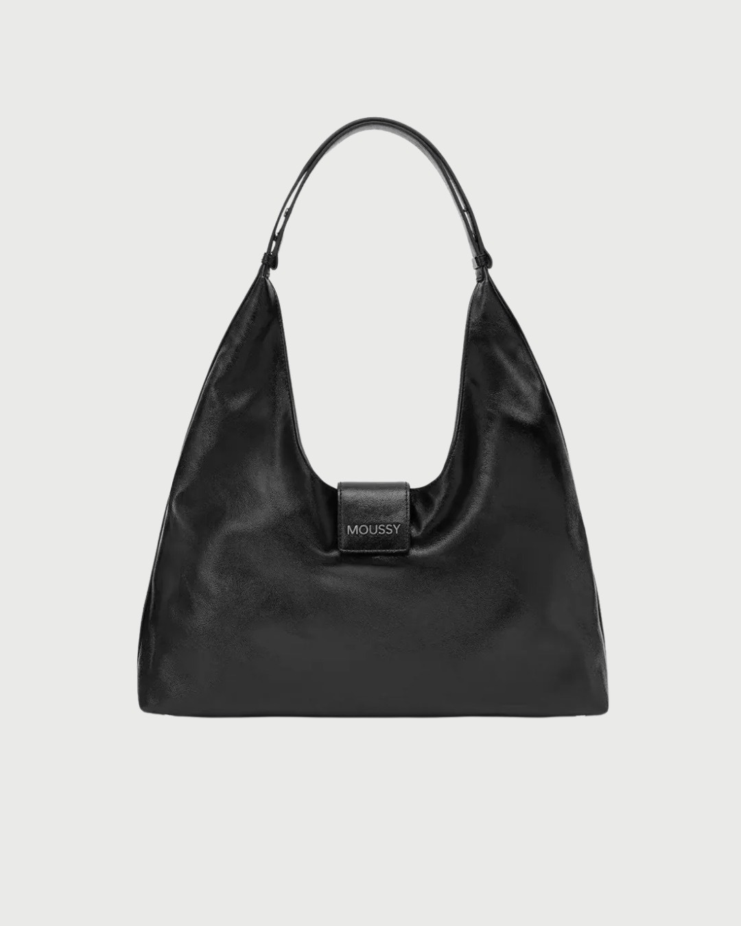 【逢甲FUZZY】限量 MOUSSY 復古 牛仔 黑皮革 單肩 HOBO包