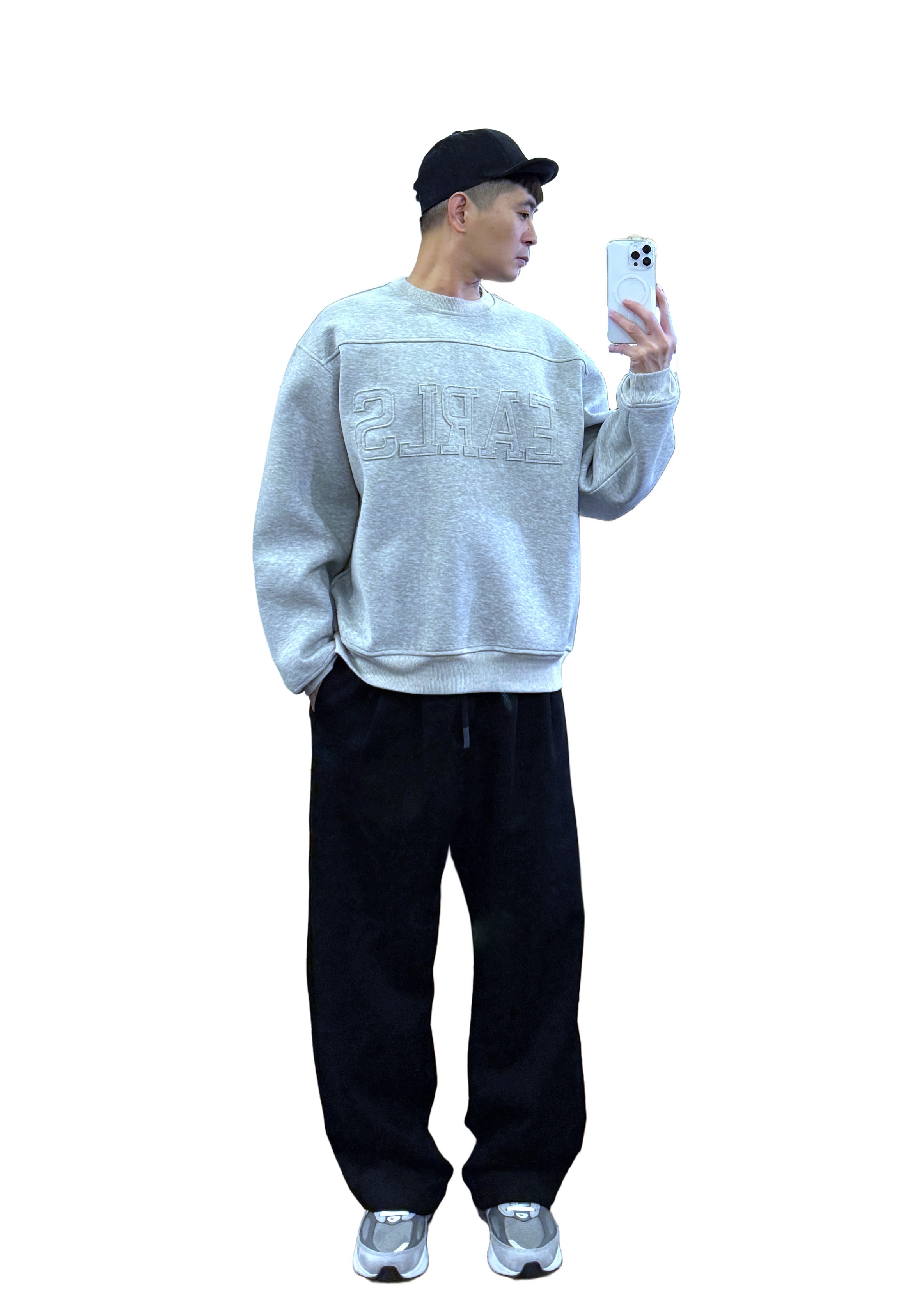 『新品上市』重磅EARLS撞色拼接大學T(NOF2510950)-淺灰