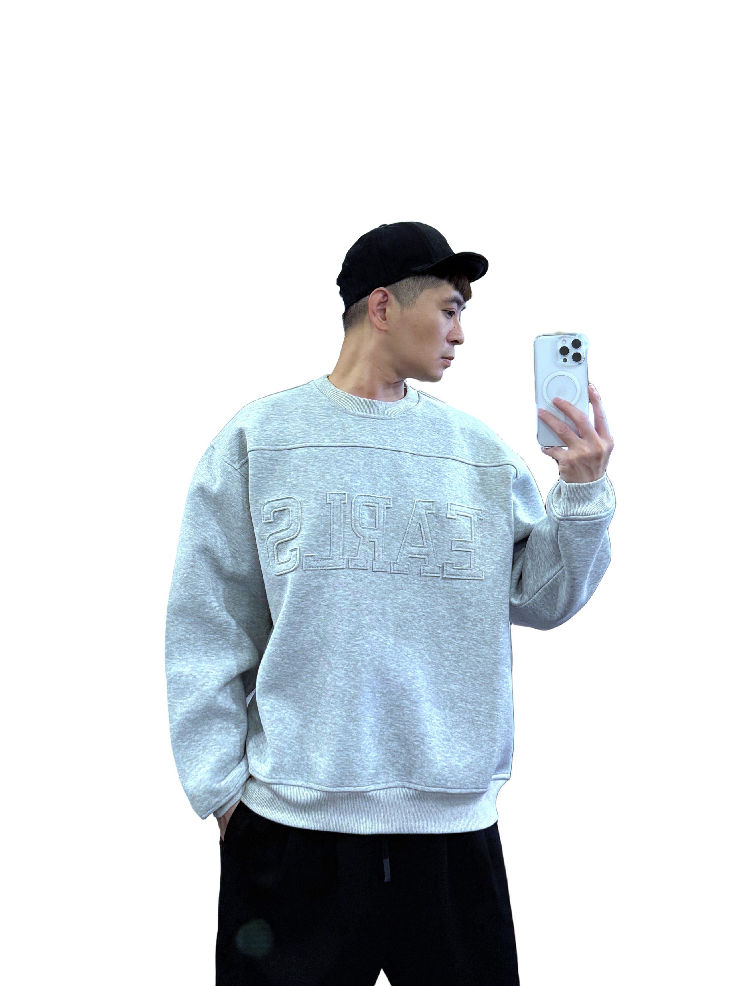 『新品上市』重磅EARLS撞色拼接大學T(NOF2510950)-淺灰