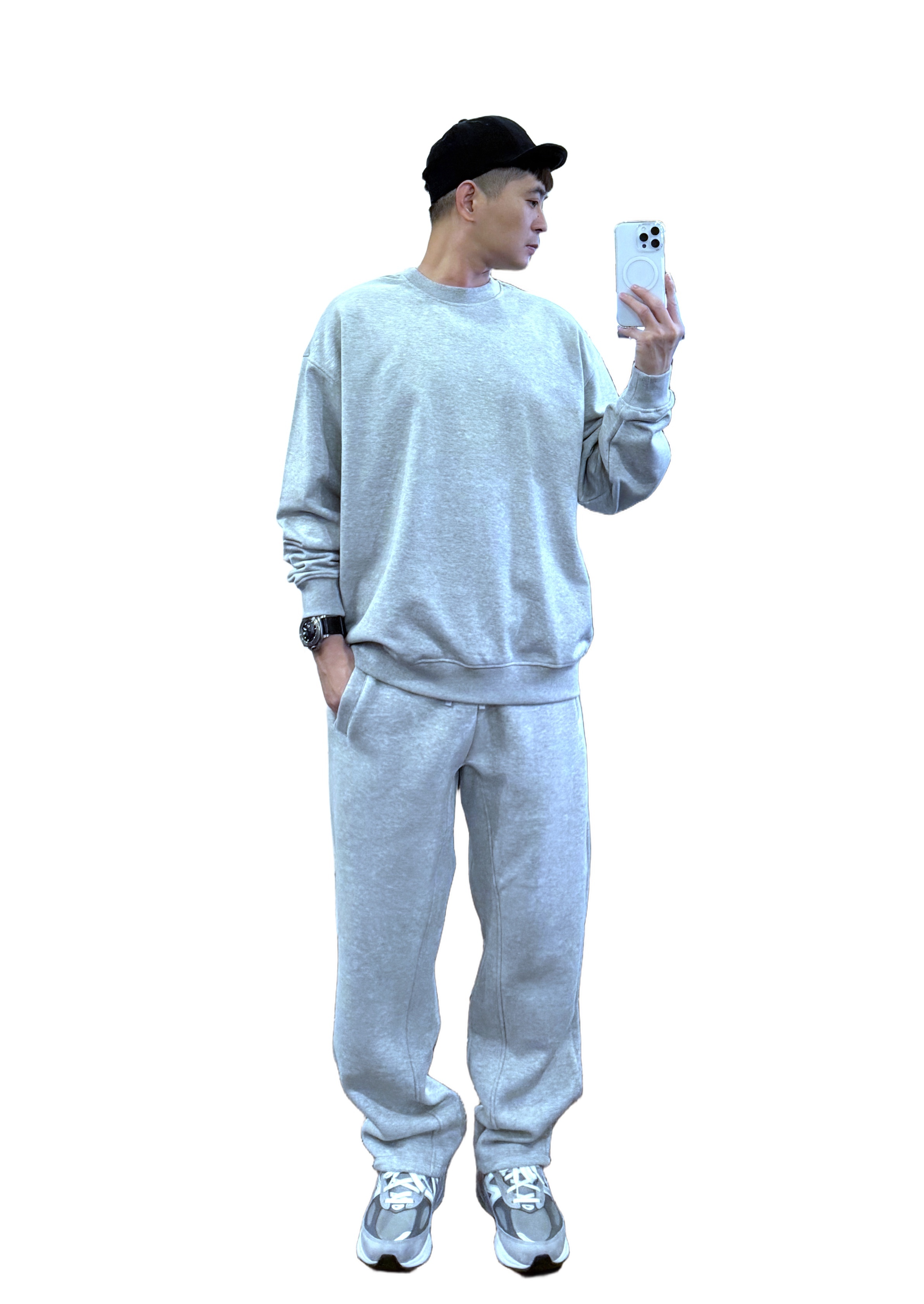 『新品上市』重磅原色素面圓領大學T(NOF2510W0175)-灰