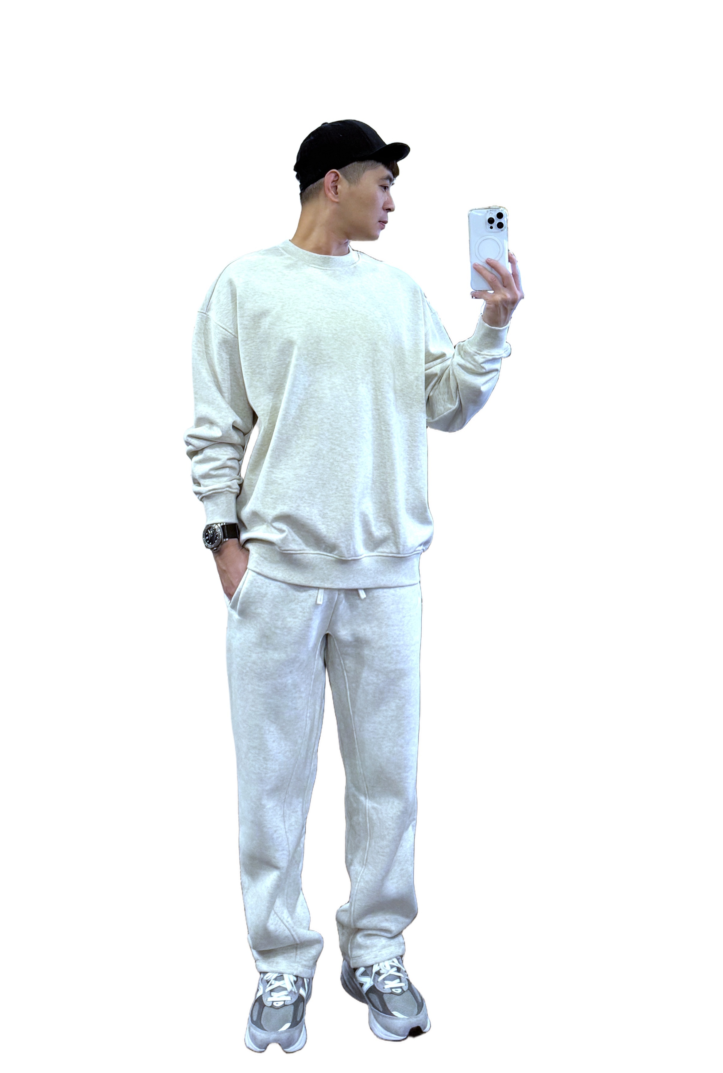 『新品上市』重磅原色素面圓領大學T(NOF2510W0175)-淺灰