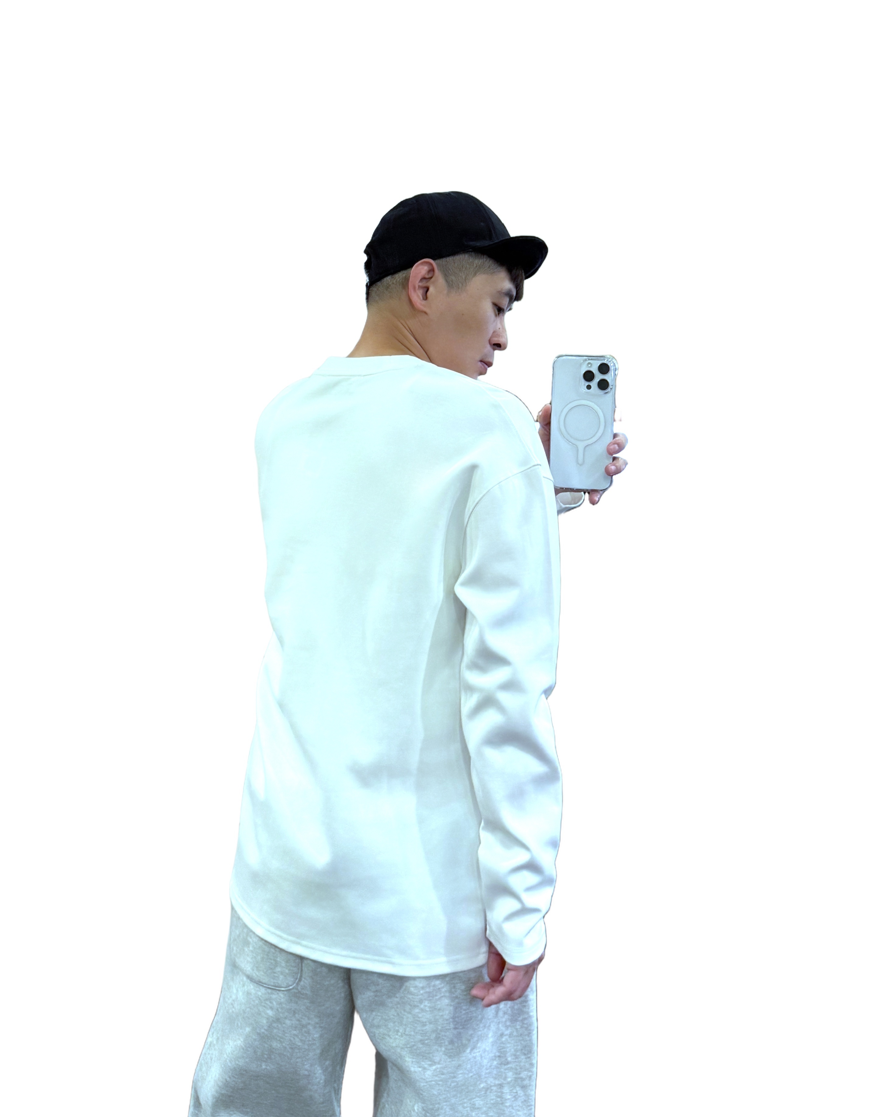 『新品上市』重磅純色素面大學T(NOF25106000)-白
