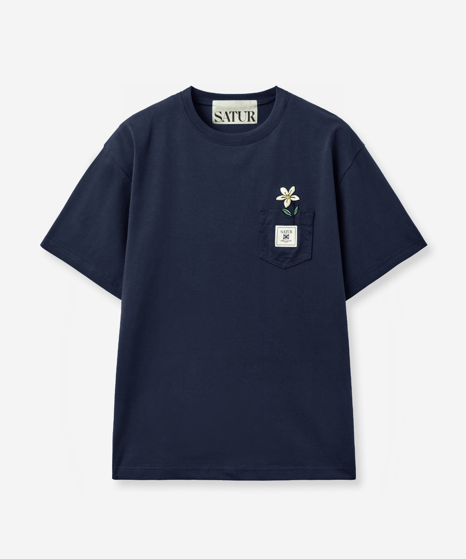 【預購】KRD082901 SATUR Flower Pocket 刺繡花花口袋短袖上衣