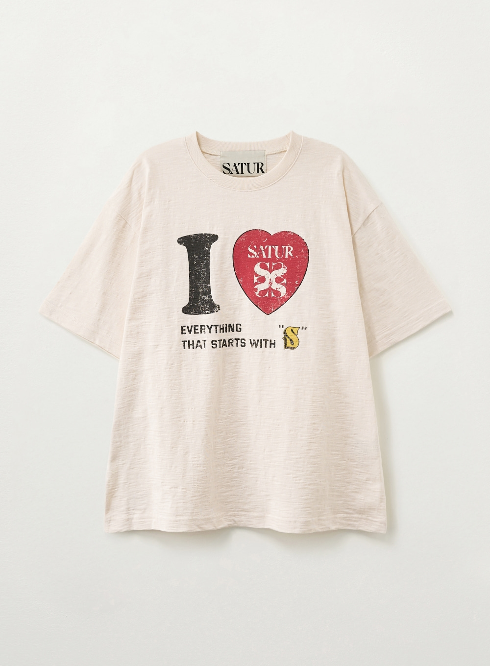 【預購】KRD082902 SATUR I LOVE Slub 短袖上衣