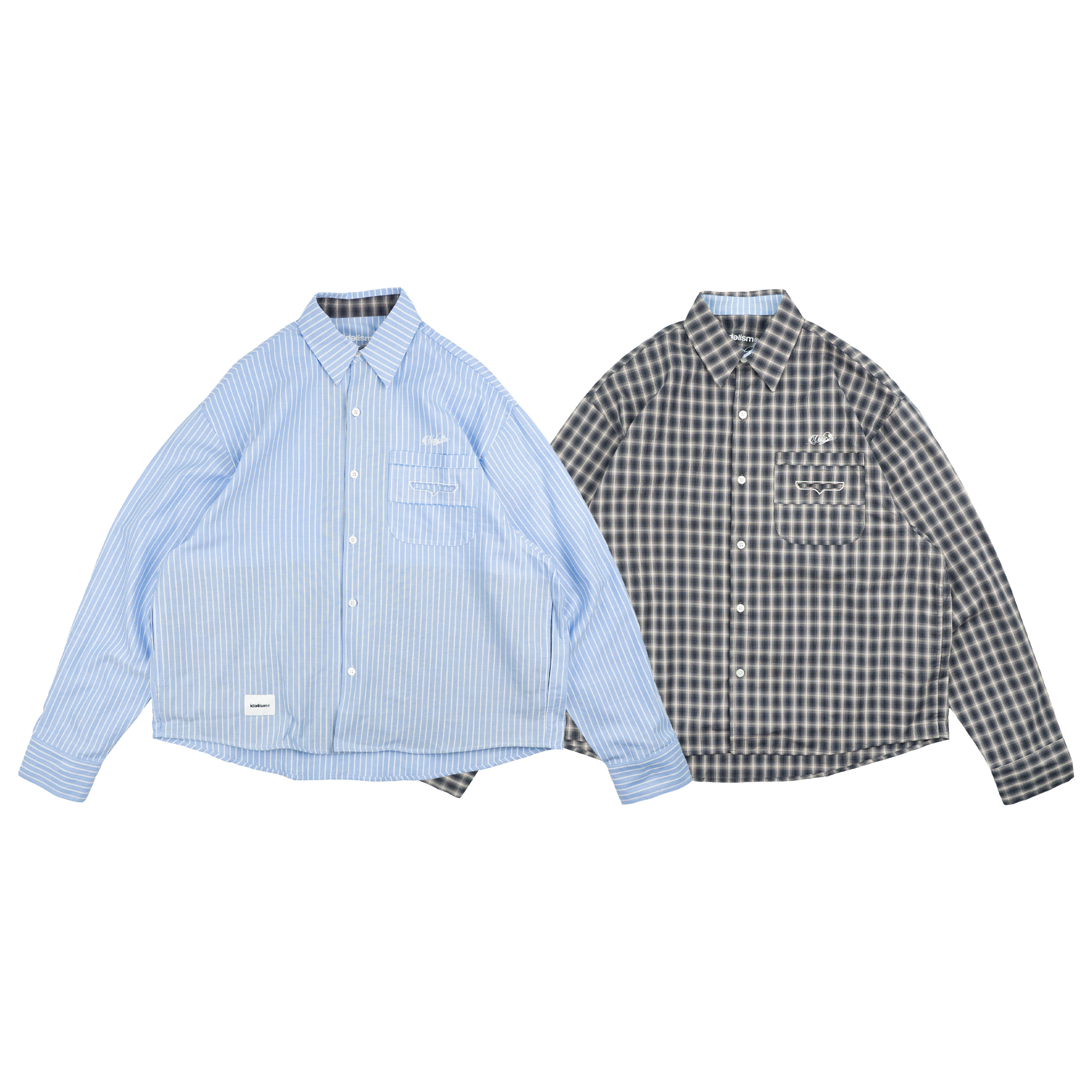 idealism x Vatic｜ID26997 - IDVC Raw Edge Shirt (Black/Blue)