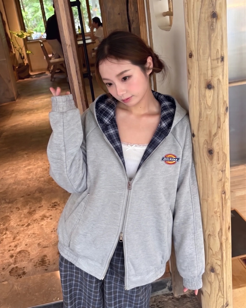 Dickies 格紋撞色 連帽外套 拉鍊外套 美式 復古 / 預購