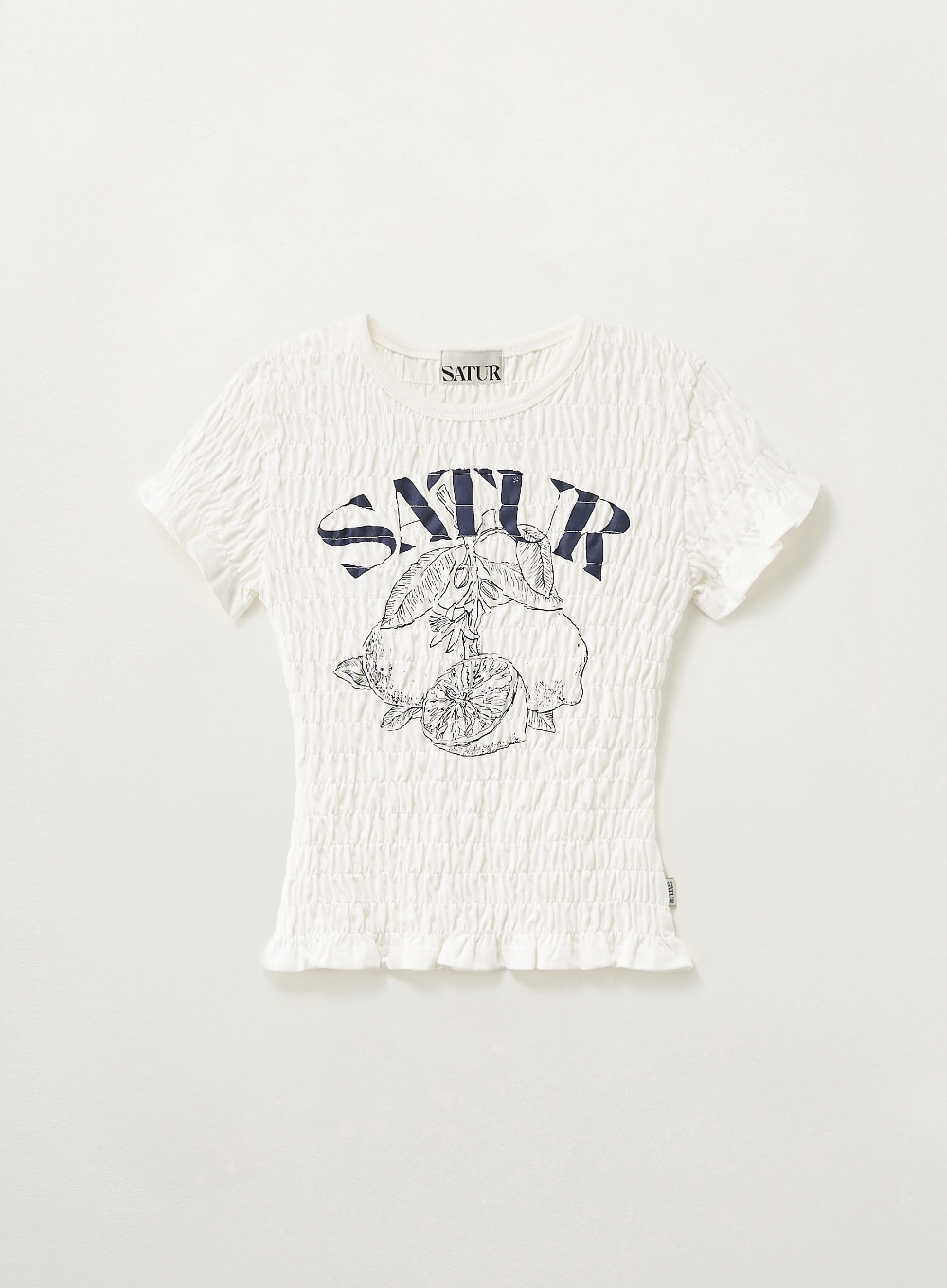 【預購】KRD082904 SATUR Citron Smoked 波浪細褶女裝短袖上衣