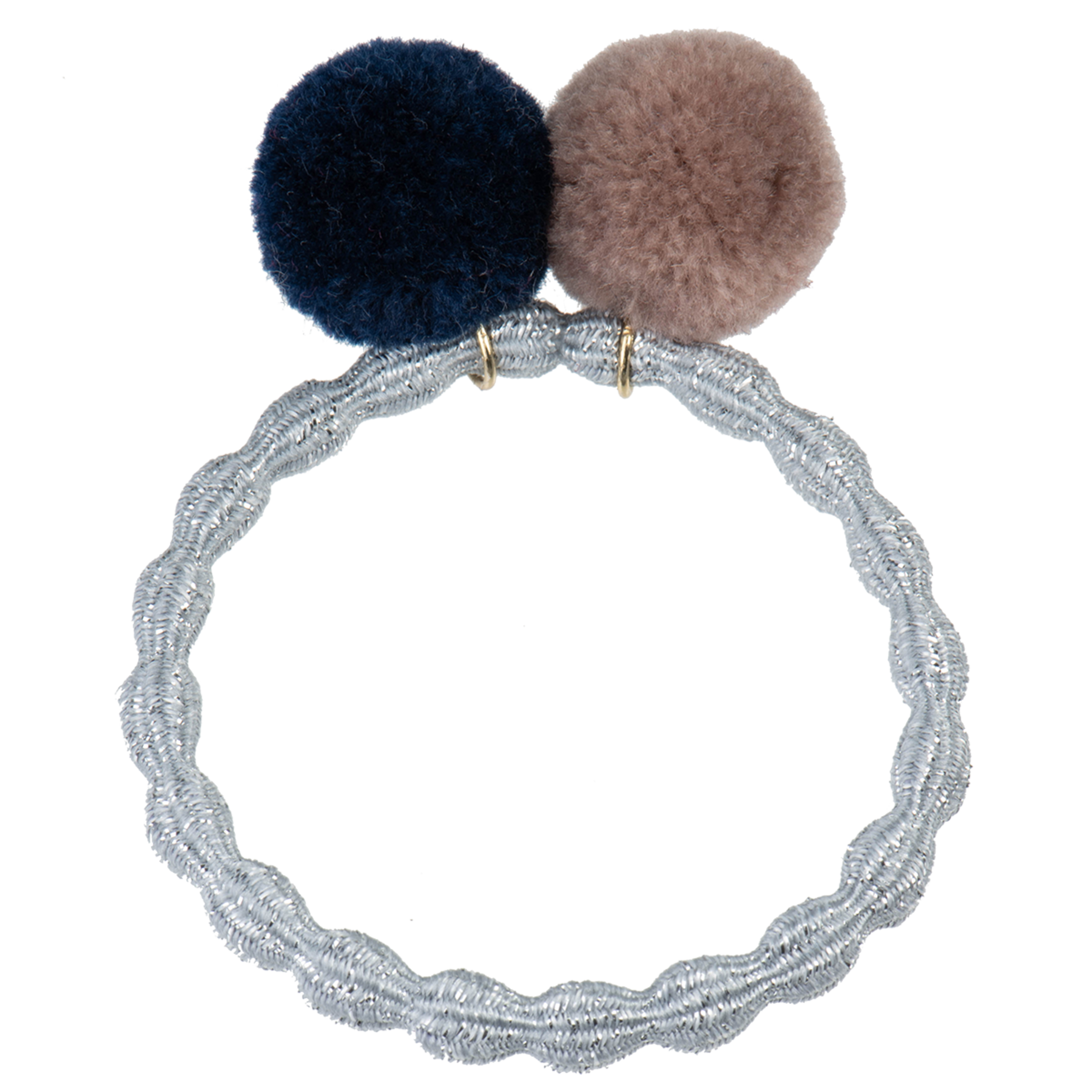 POMPOM SILVER GLITTER W NAVY-DOVE| KKNEKKI