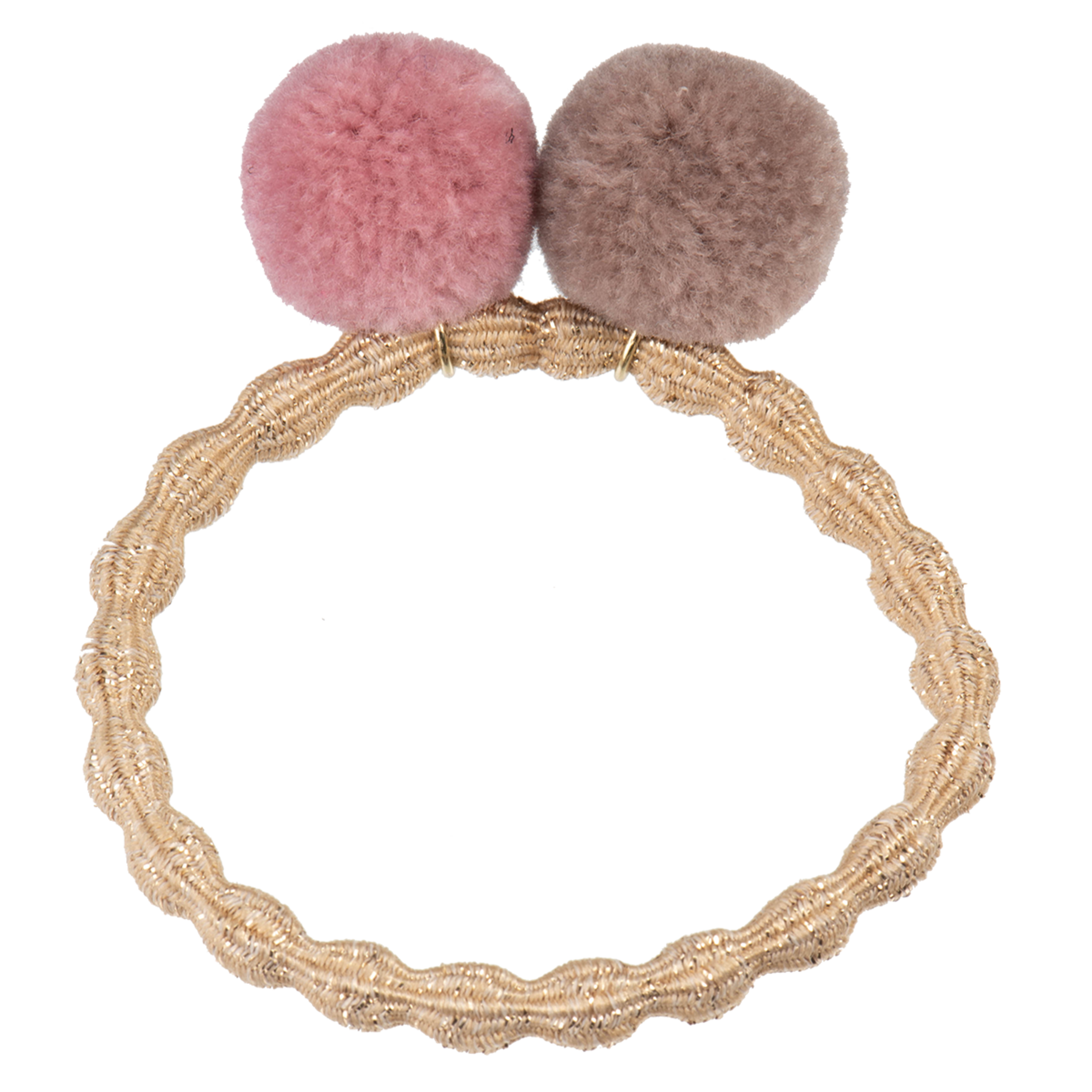 POMPOM BEIGE GLITTER W DUSTYROSE-DOVE| KKNEKKI