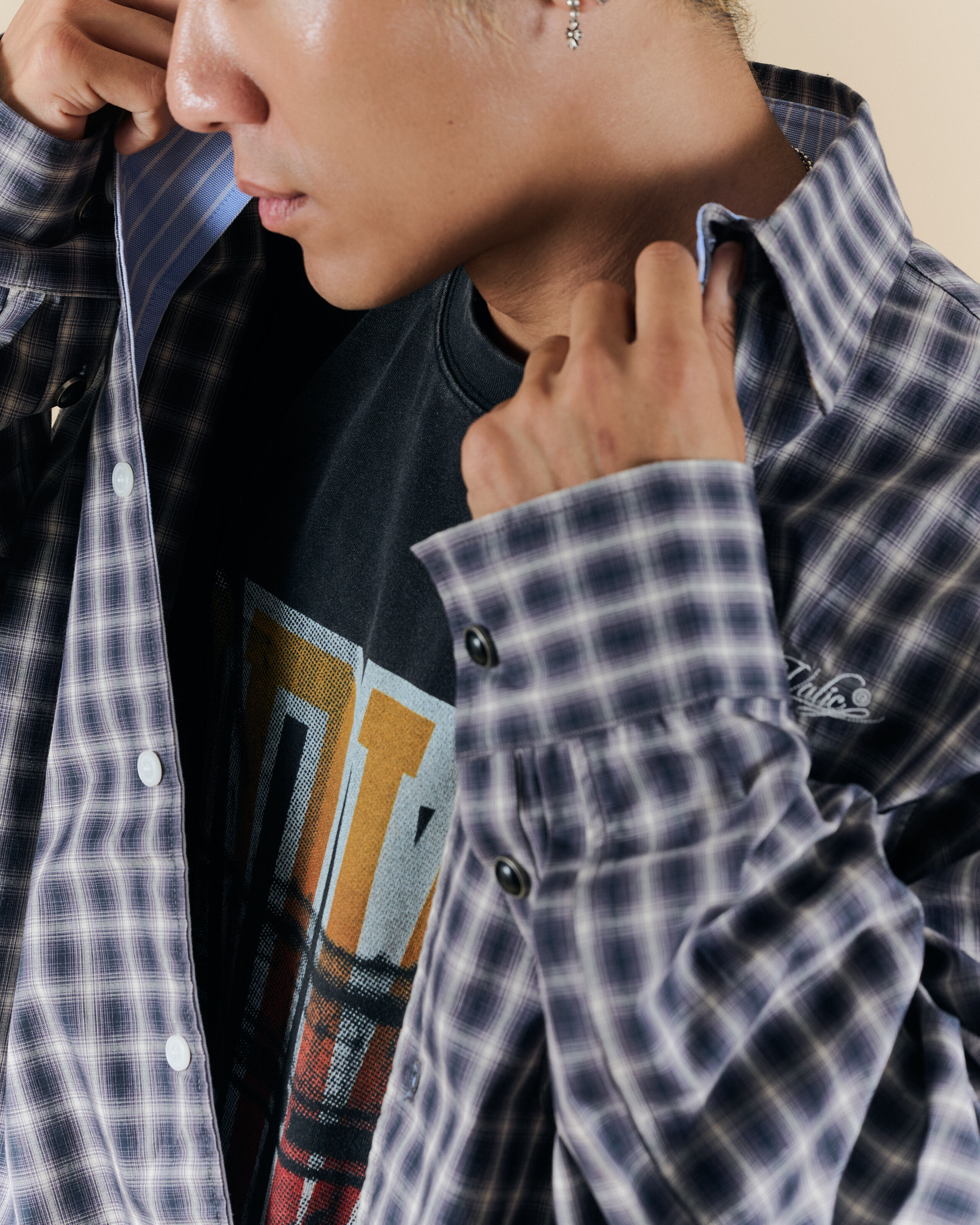 idealism x Vatic｜ID26997 - IDVC Raw Edge Shirt (Black/Blue)