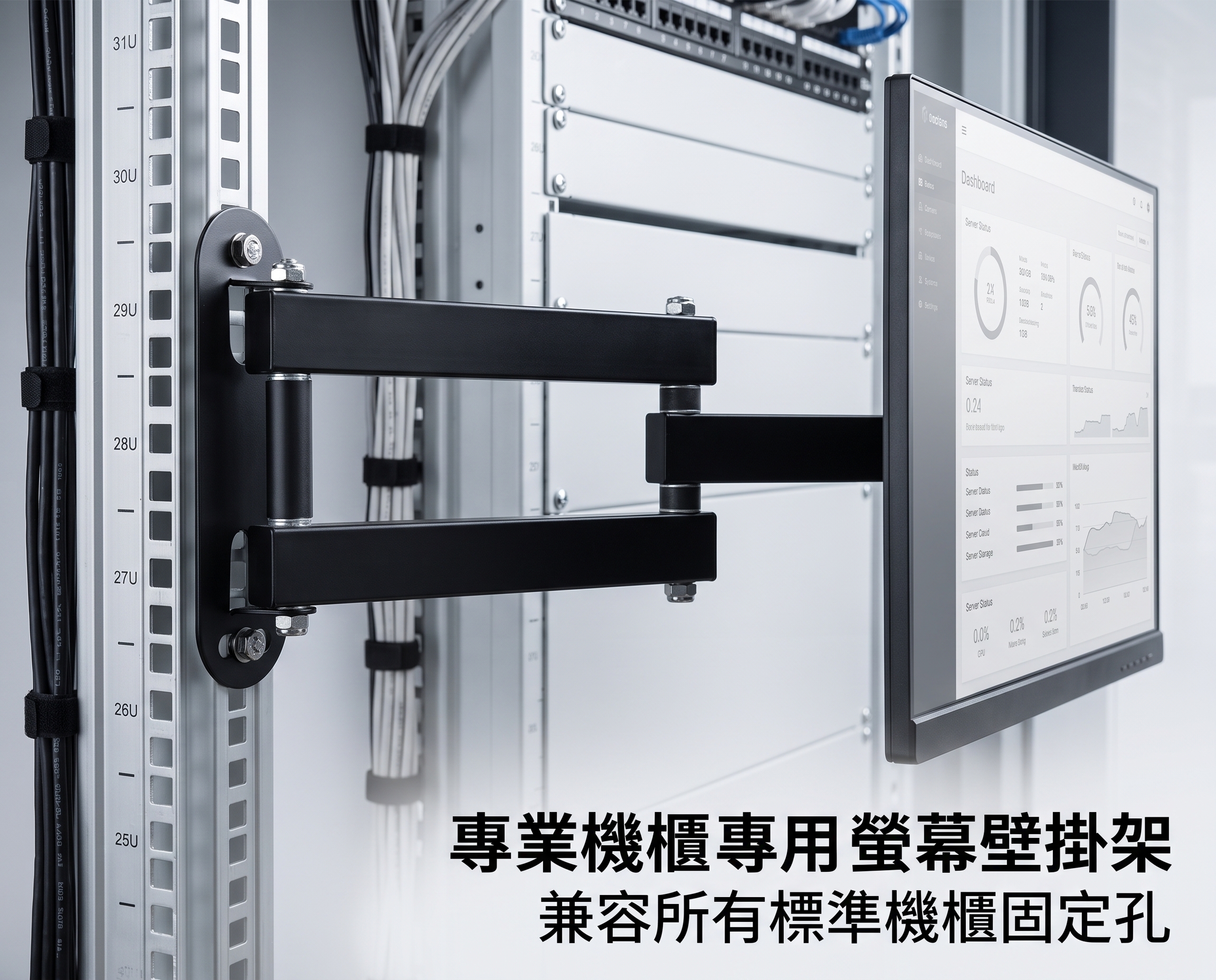 機櫃 機架式螢幕架 螢幕壁掛 LCD LED 顯示器 支架 壁掛 19吋機櫃 壁掛架 360度 翻轉螢幕 前後拉伸 旋轉