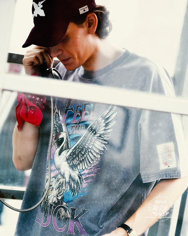 Club Stubborn x OldSoilism  The Lucky Crane Tee - Washed Grey coming soon