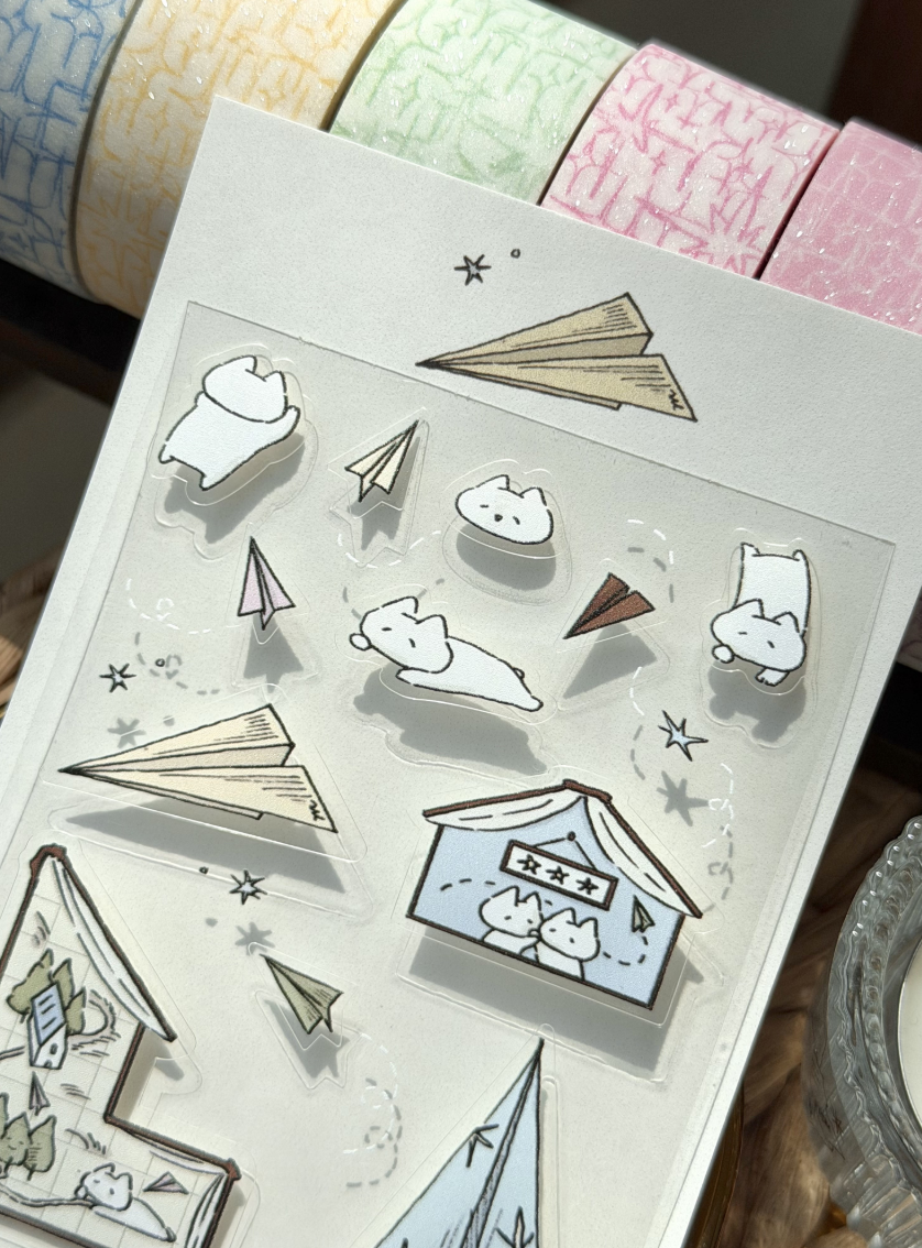Mewmewbeam | Vintage sticker - 종이비행기
