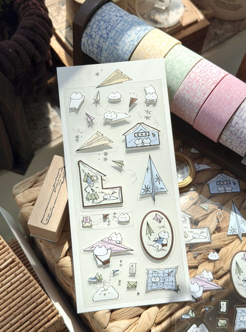 Mewmewbeam | Vintage sticker - 종이비행기