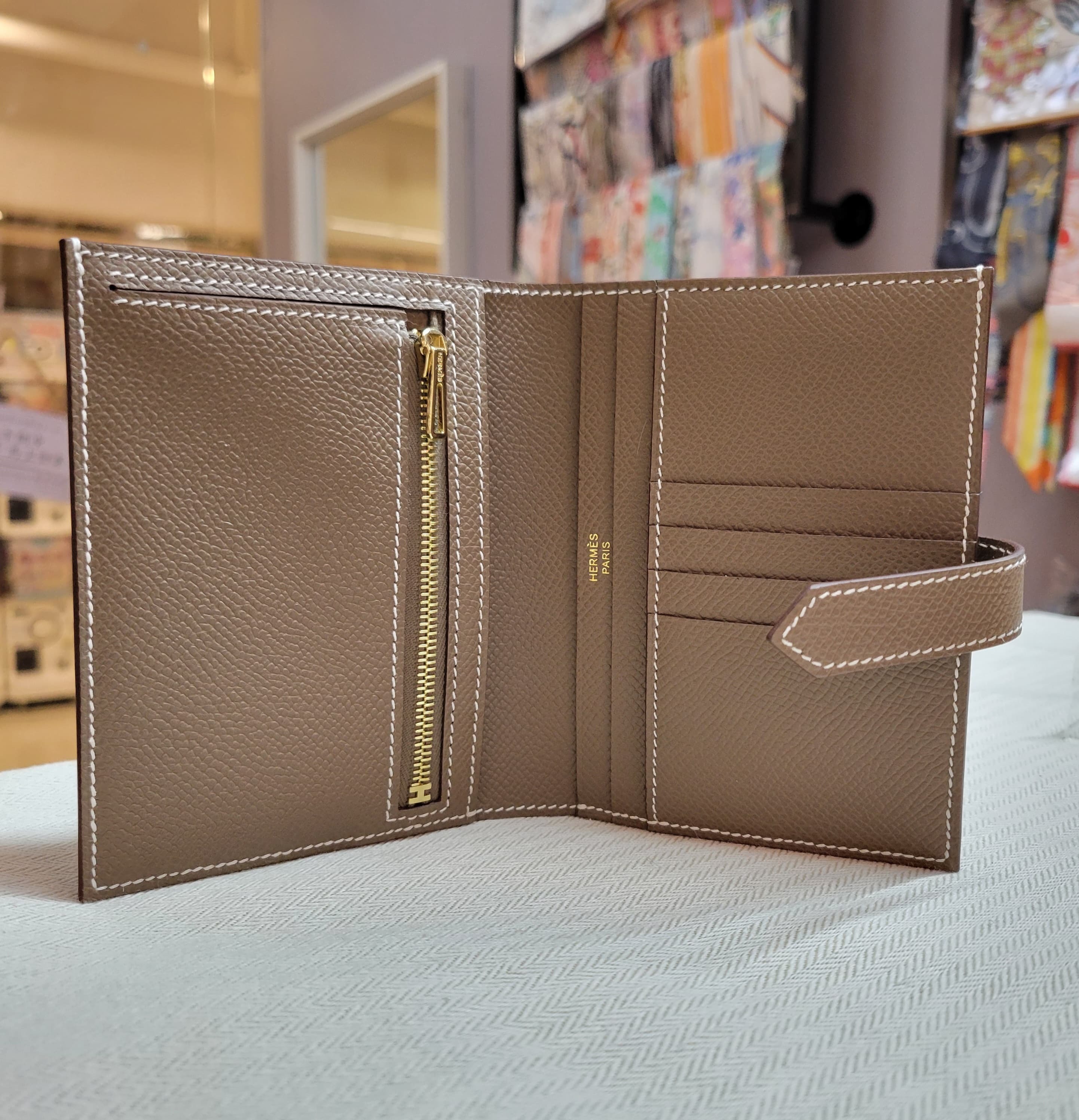 HERMES Bearn compact wallet Etoupe CC EPSOM