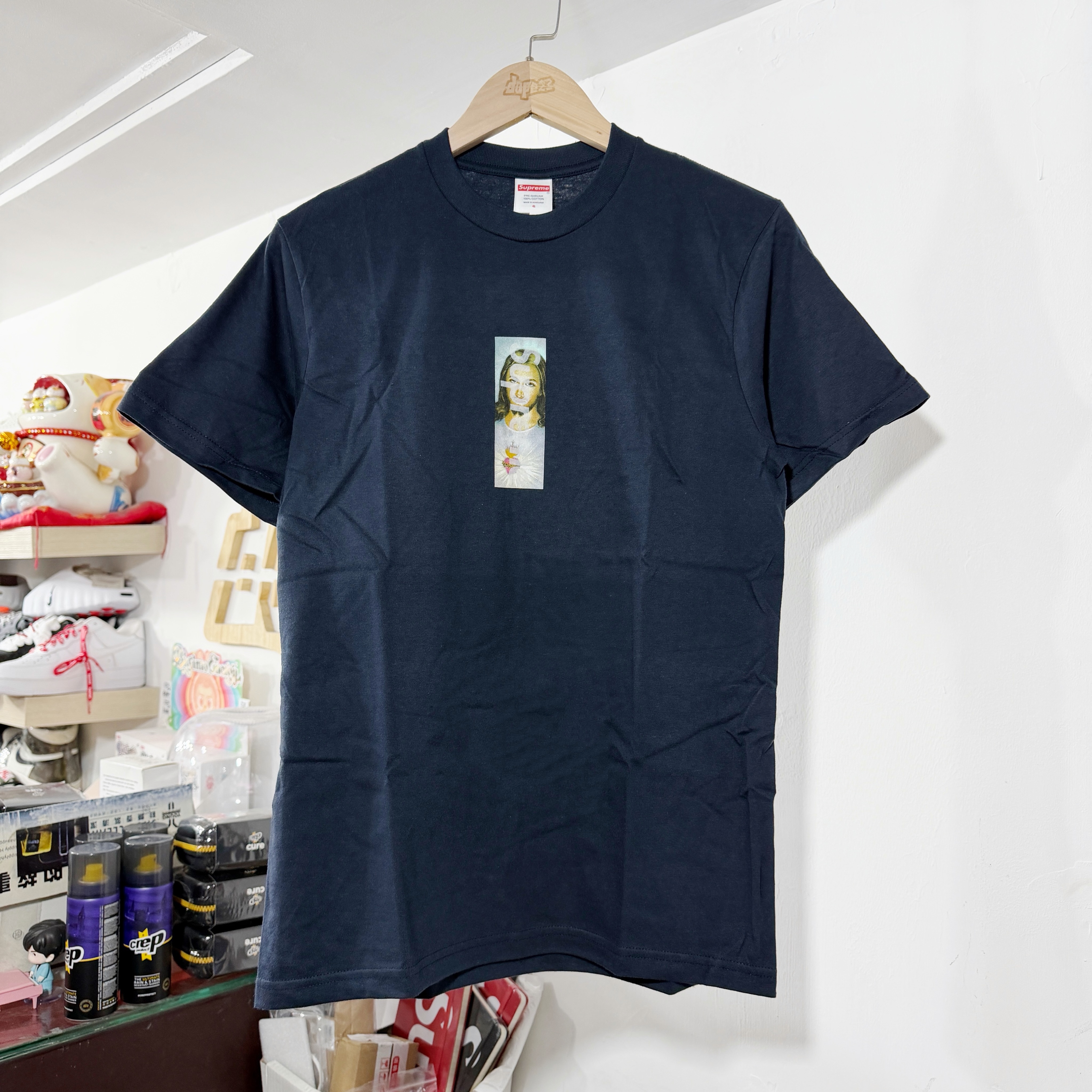 Supreme Prayer Card Box Logo Tee Navy