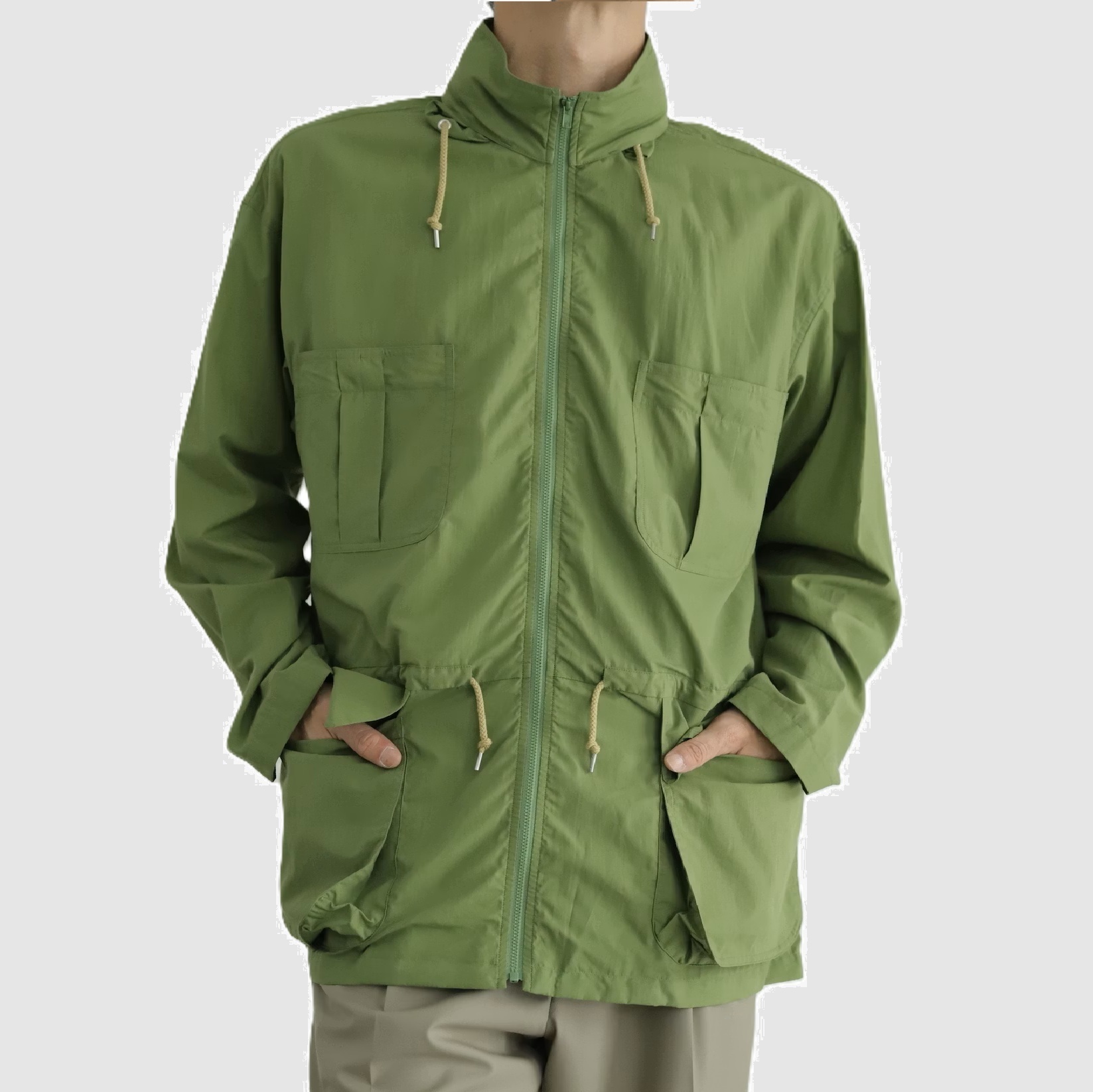 LAST SALE: AURALEE 2026 SUPER FINE COTTON LAWN HOODED BLOUSON - DUSTY GREEN PRE ORDER ITEM (預訂中)