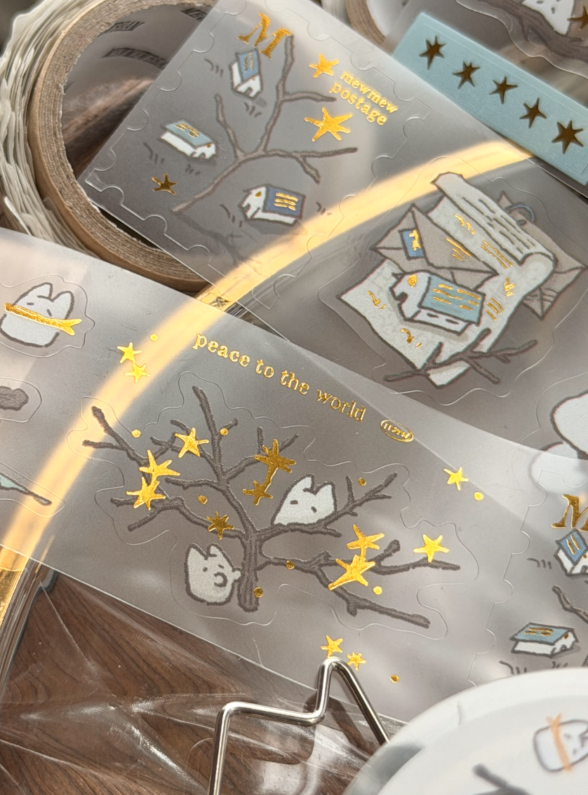 Mewmewbeam |Kiss cut Roll sticker - 나뭇가지를 모아서