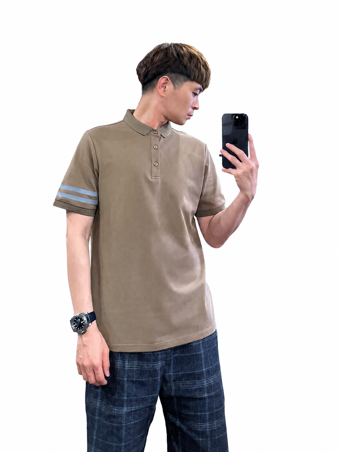 『新品上市』重磅素面反光雙槓POLO衫(NOF2303C60023)-咖