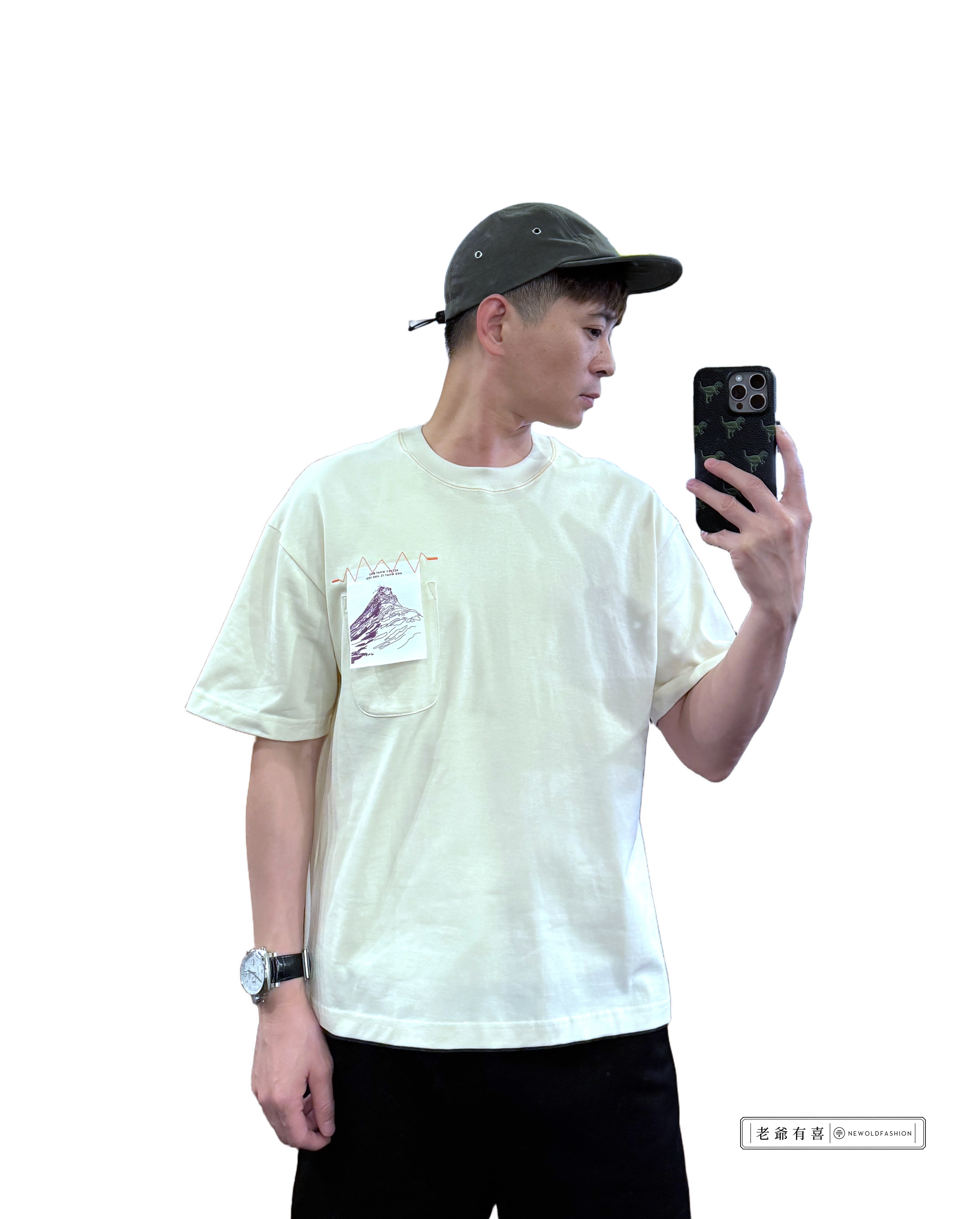 『新品上市』重磅撞色白標口袋短T(NOF2404N8015)-米