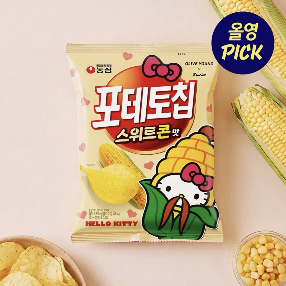 《olive young連線》Nongshim HELLO KITTY Potato Chip Sweet Corn 95g