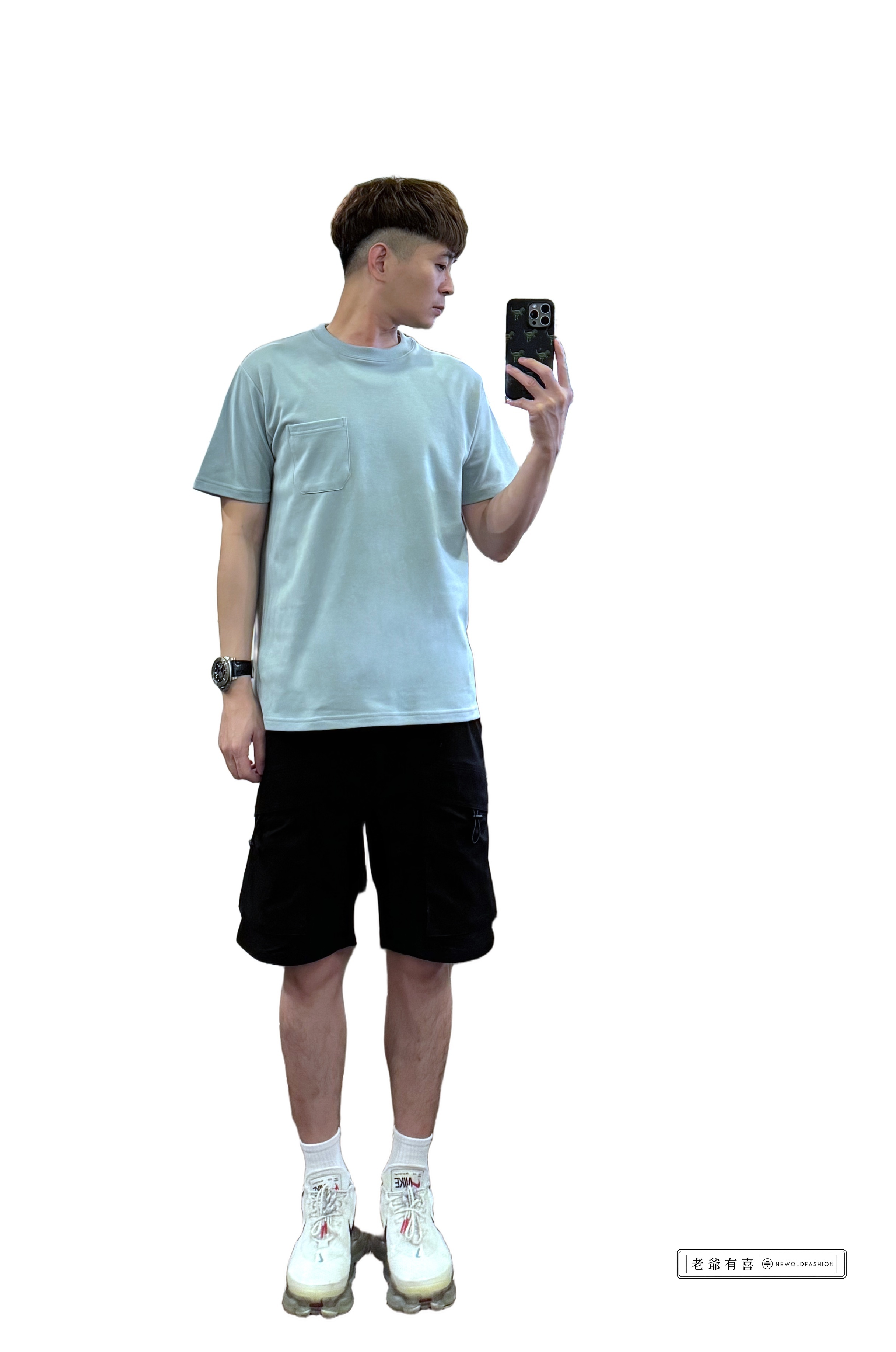 重磅原色胸口袋短袖T恤－淺藍｜NEWOLDFASHION 老爺有喜 (NOF240488025)