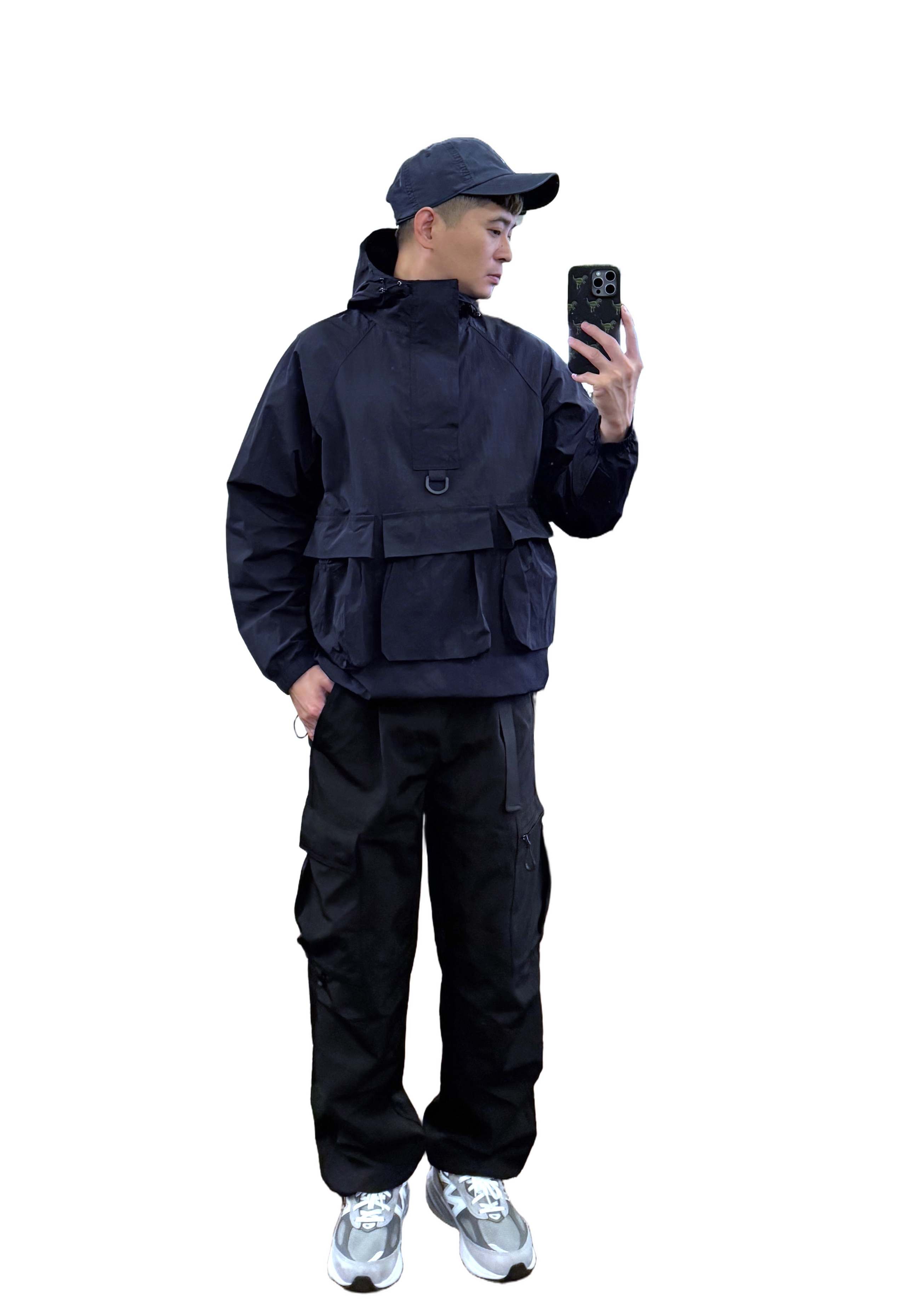 重磅扣環多口袋連帽衝鋒外套－深藍｜NEWOLDFASHION 老爺有喜 (NOF2409Y2620)