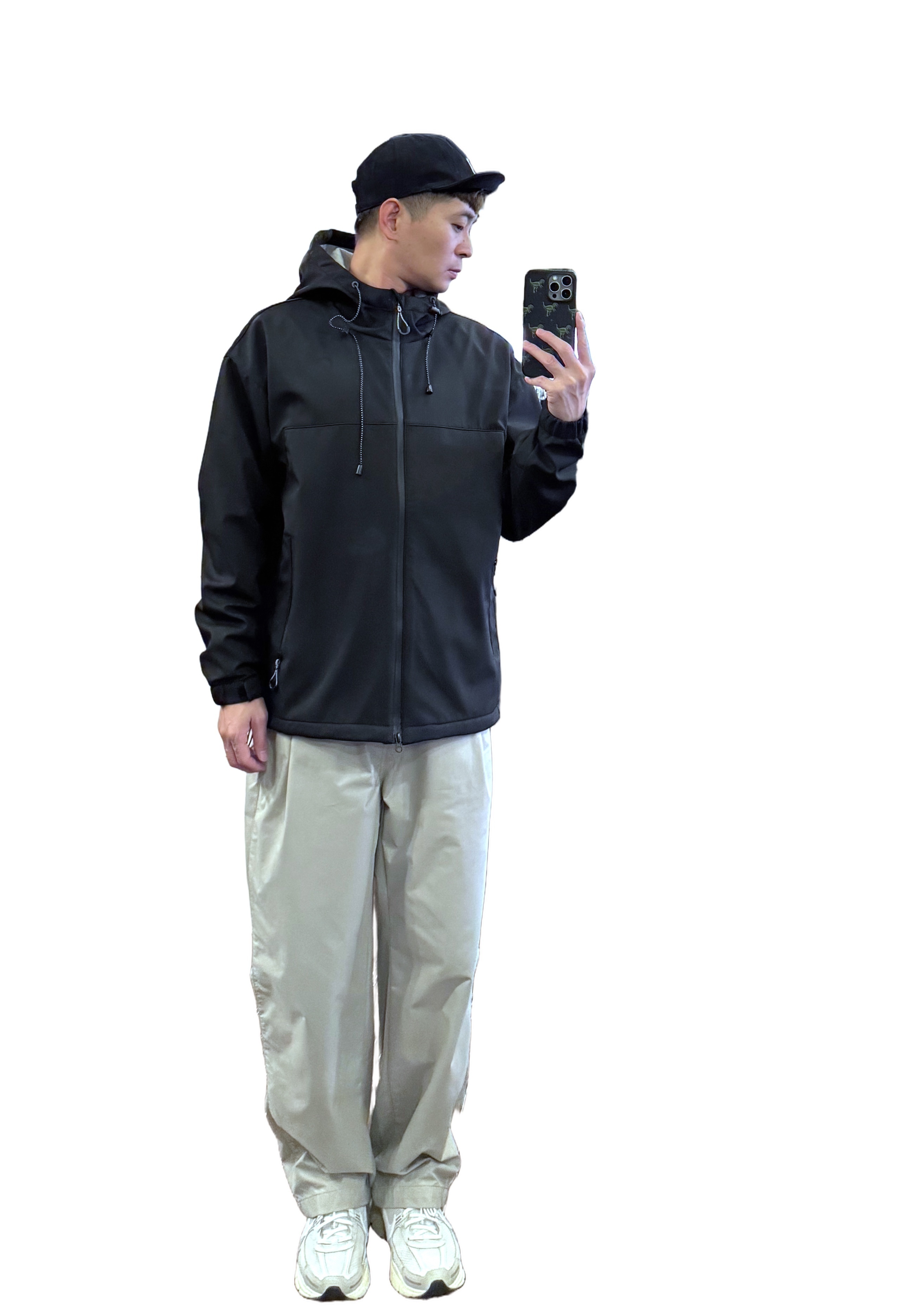 重磅車線素面防風連帽外套－黑｜NEWOLDFASHION 老爺有喜 (NOF2410J223)