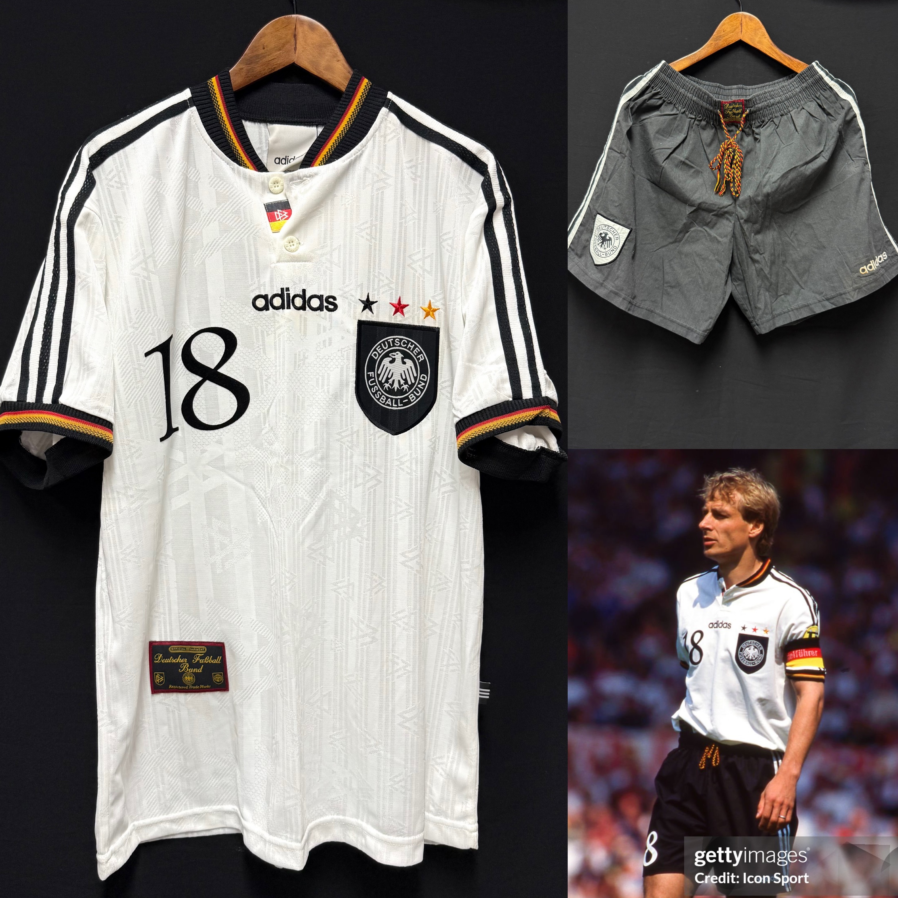 Germany 1996 Adidas Home Shirt and Shorts #18 KLINSMANN
